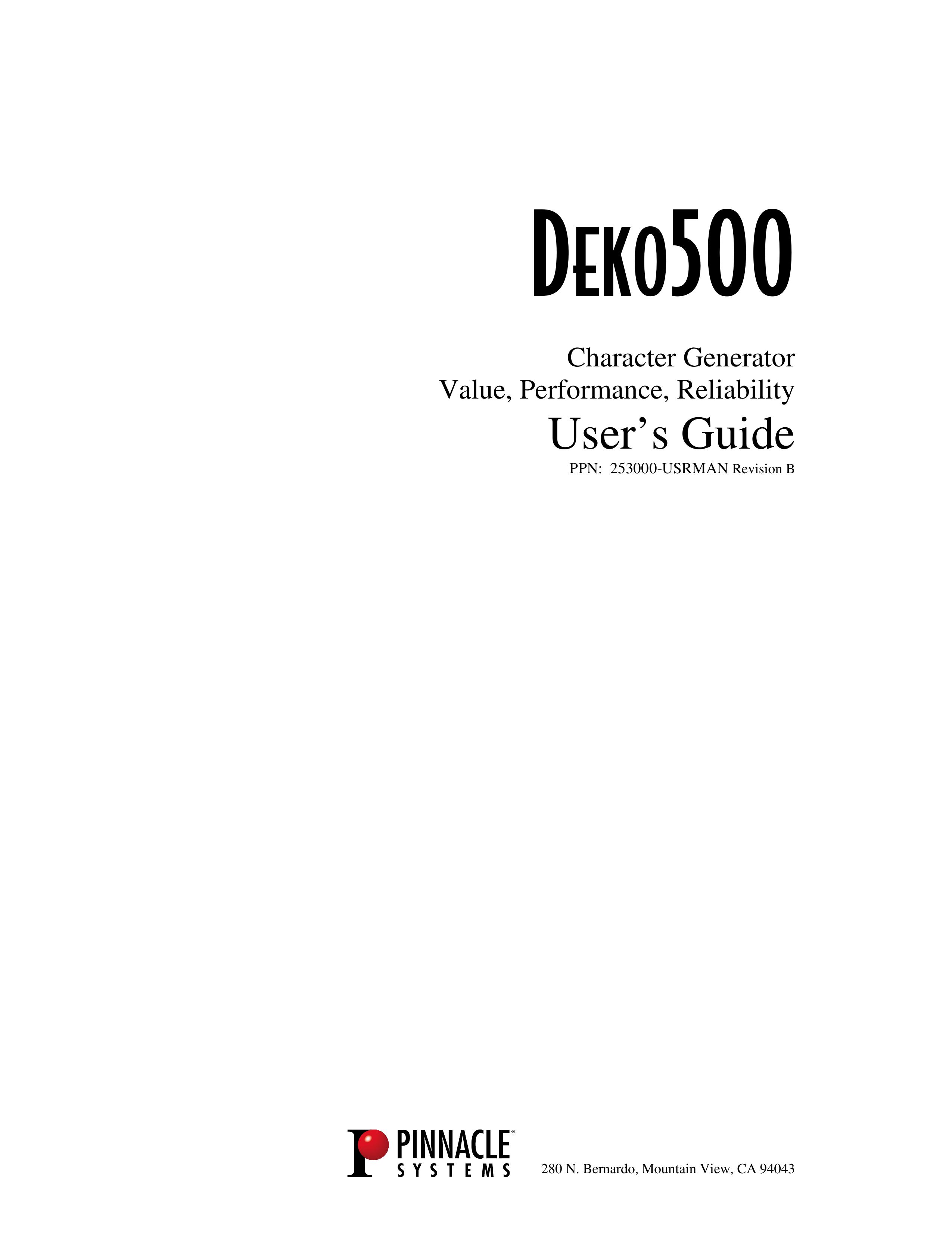 Pinnacle Speakers DEKO500 Portable Generator User Manual