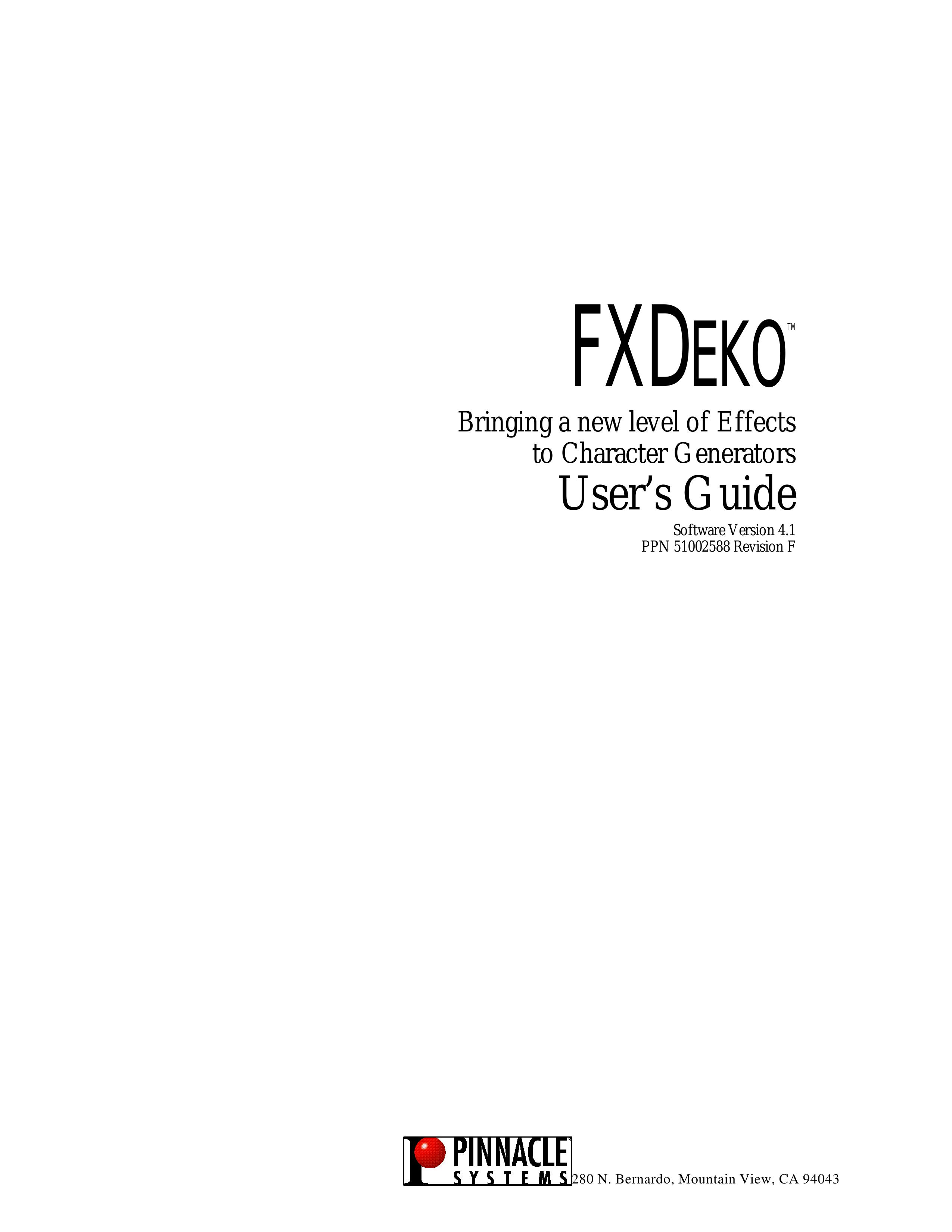 Pinnacle Speakers FXDEKO Portable Generator User Manual