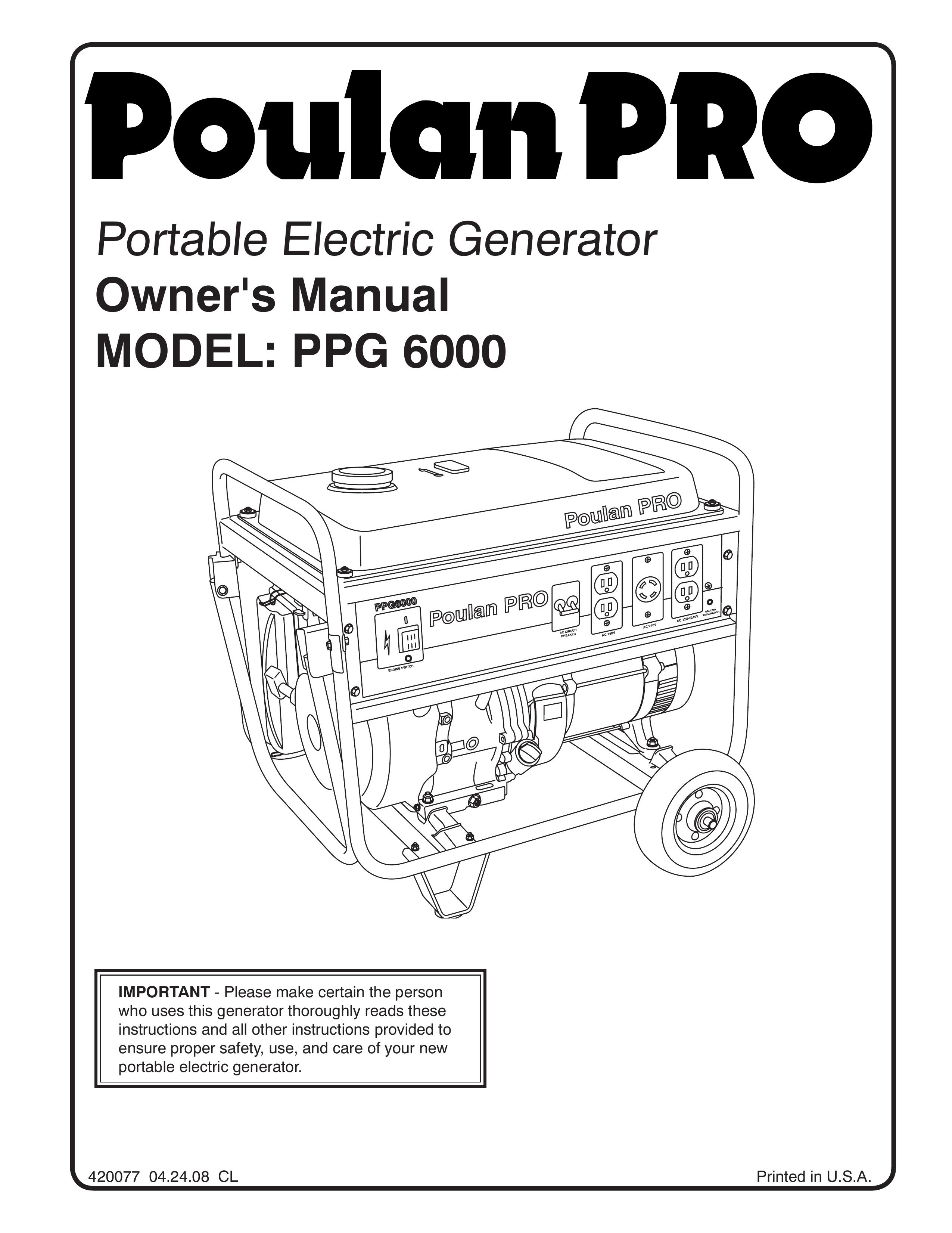 Poulan 420077 Portable Generator User Manual