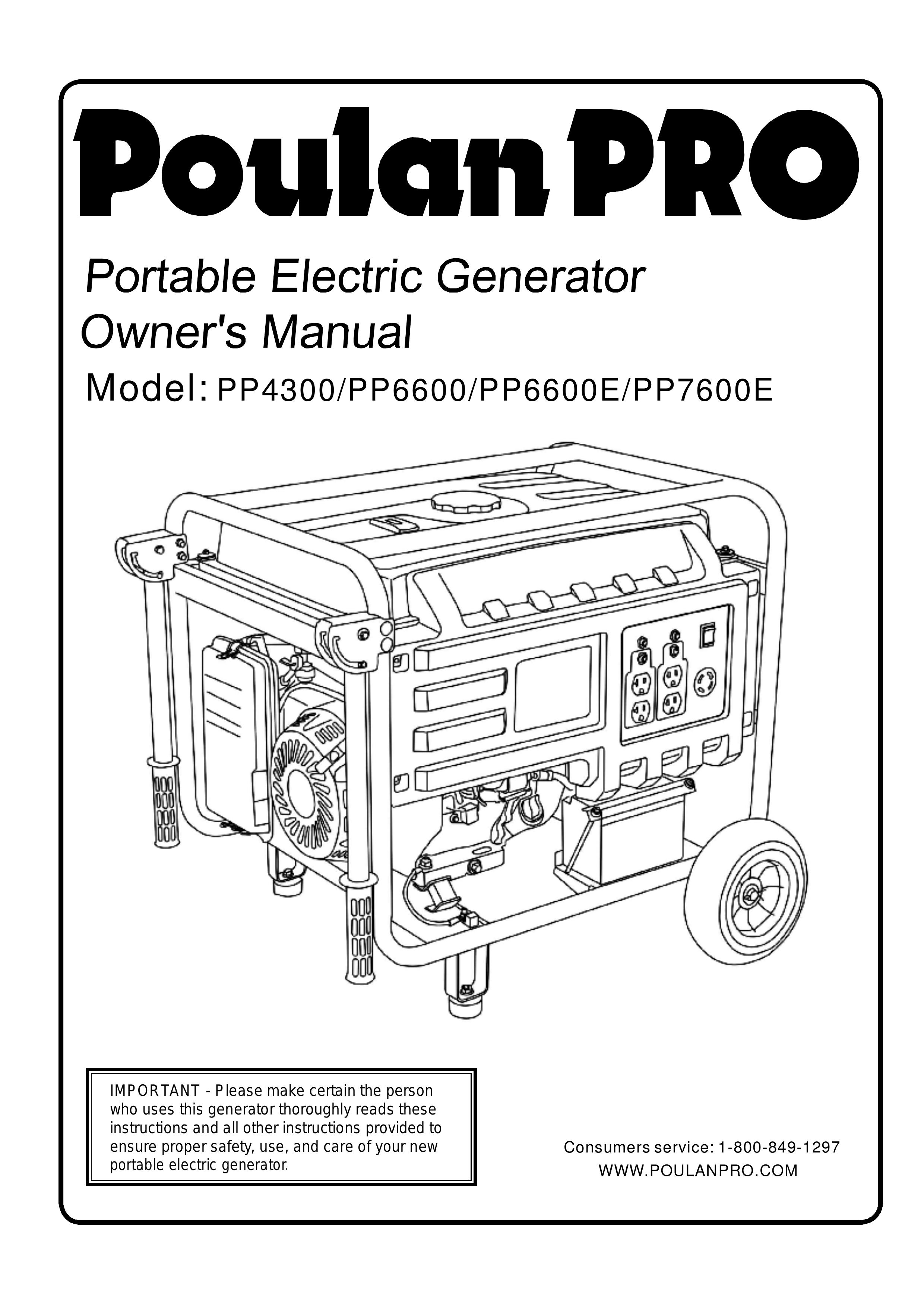 Poulan PP6600E Portable Generator User Manual