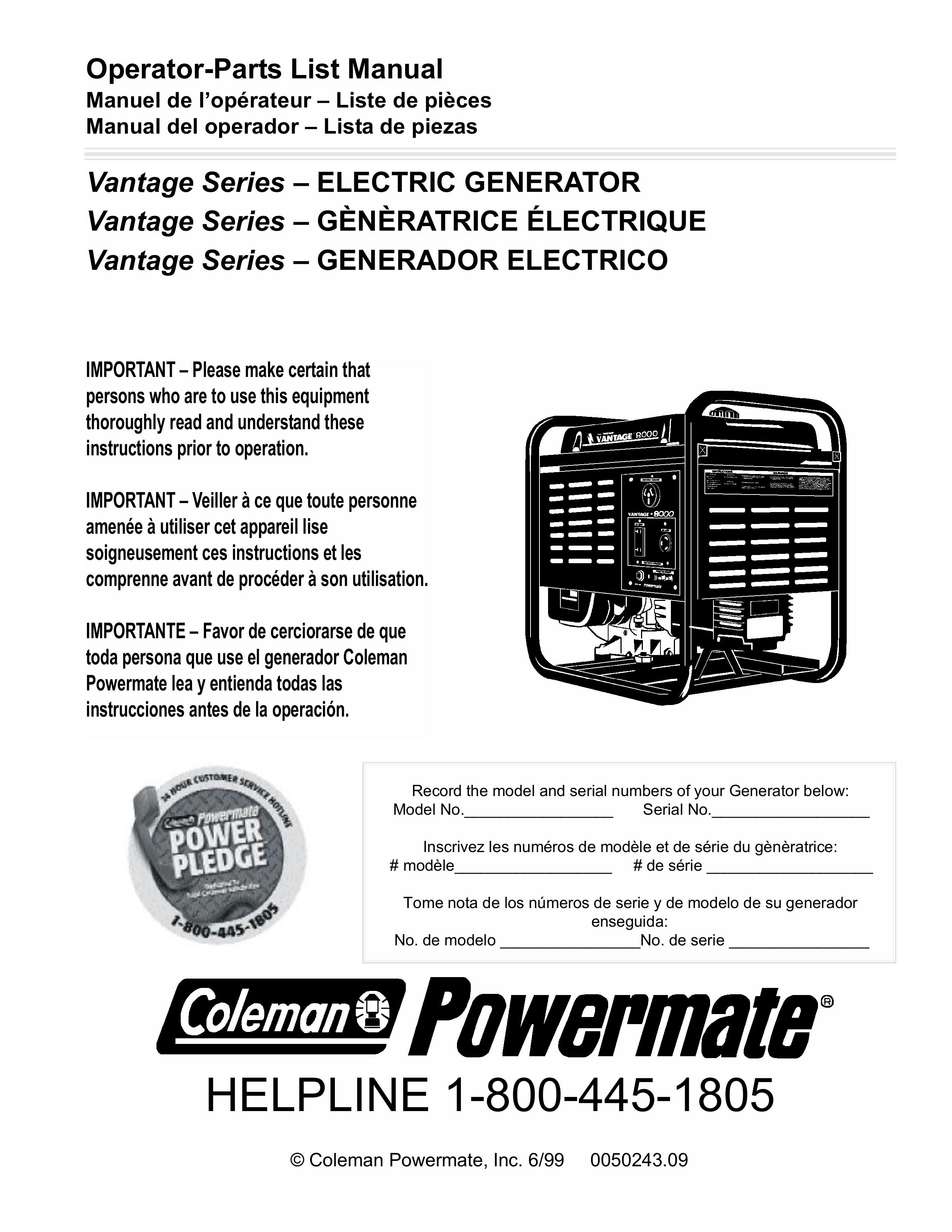 Powermate PL0473503 Portable Generator User Manual