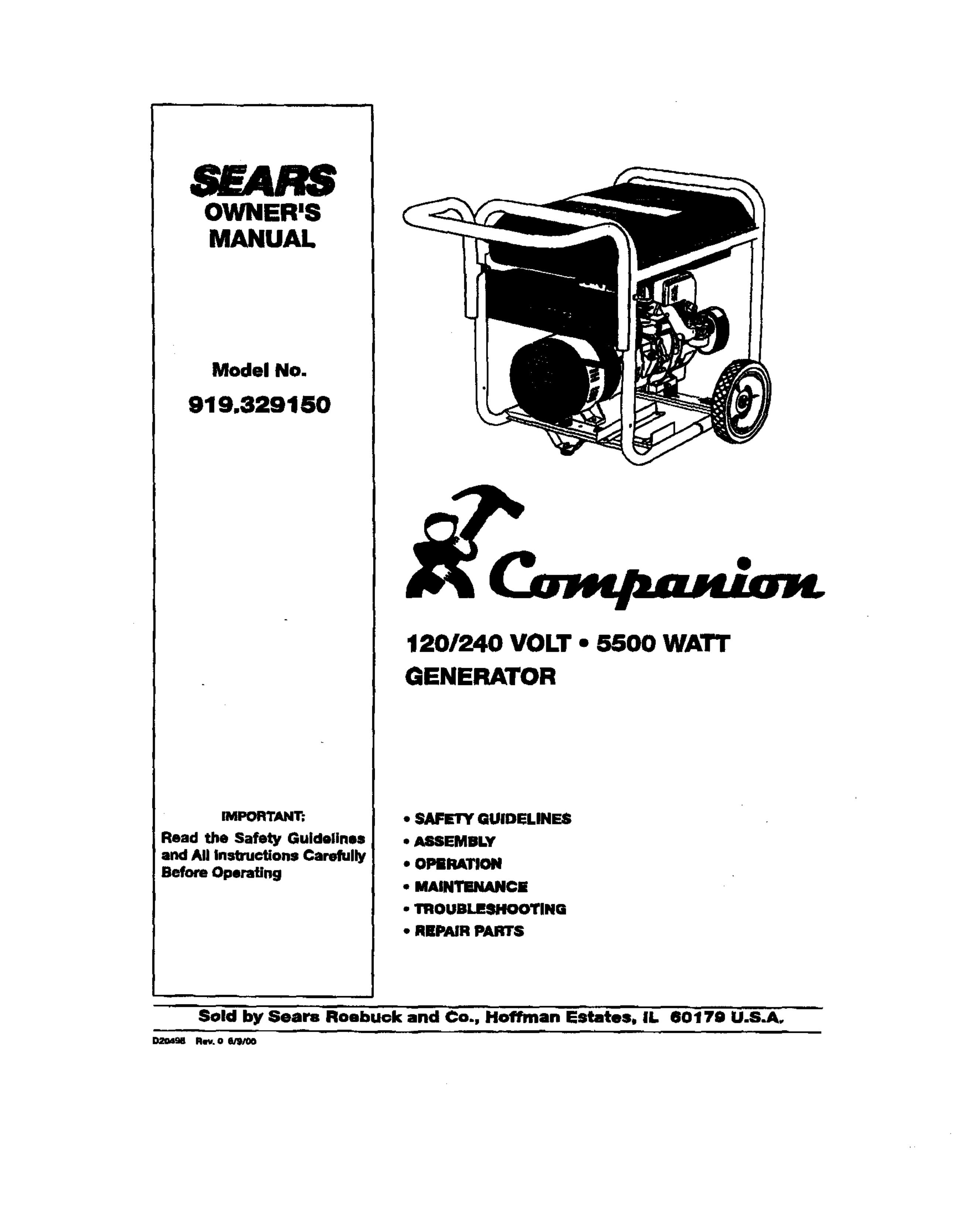 Sears 329 Portable Generator User Manual