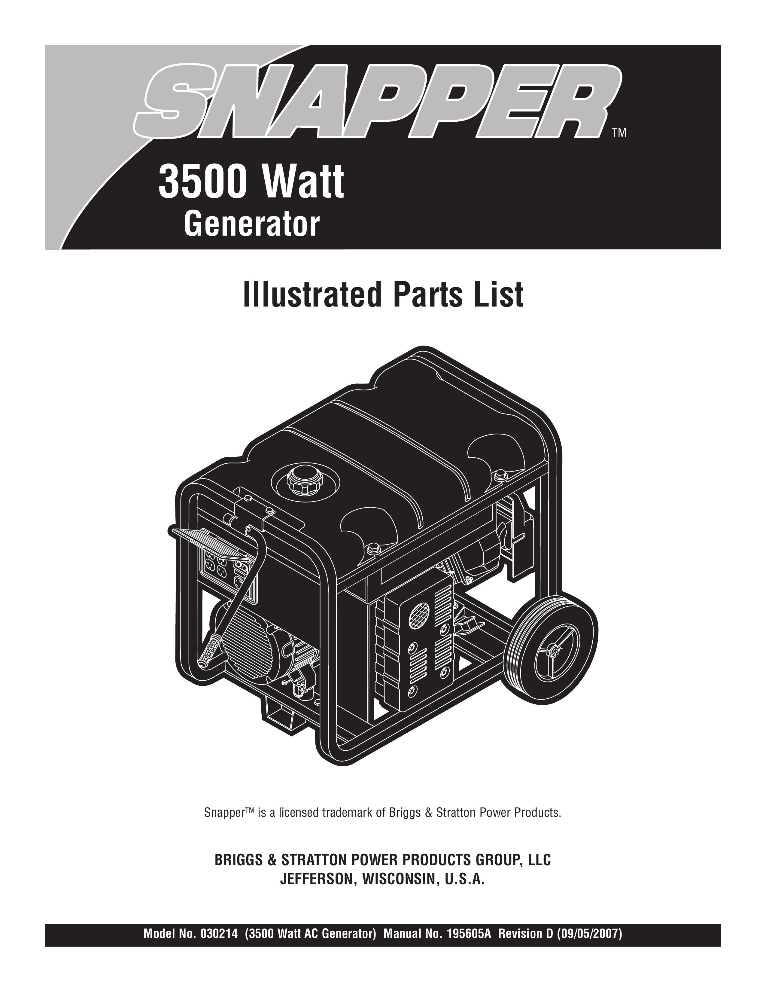 Snapper 030214 Portable Generator User Manual