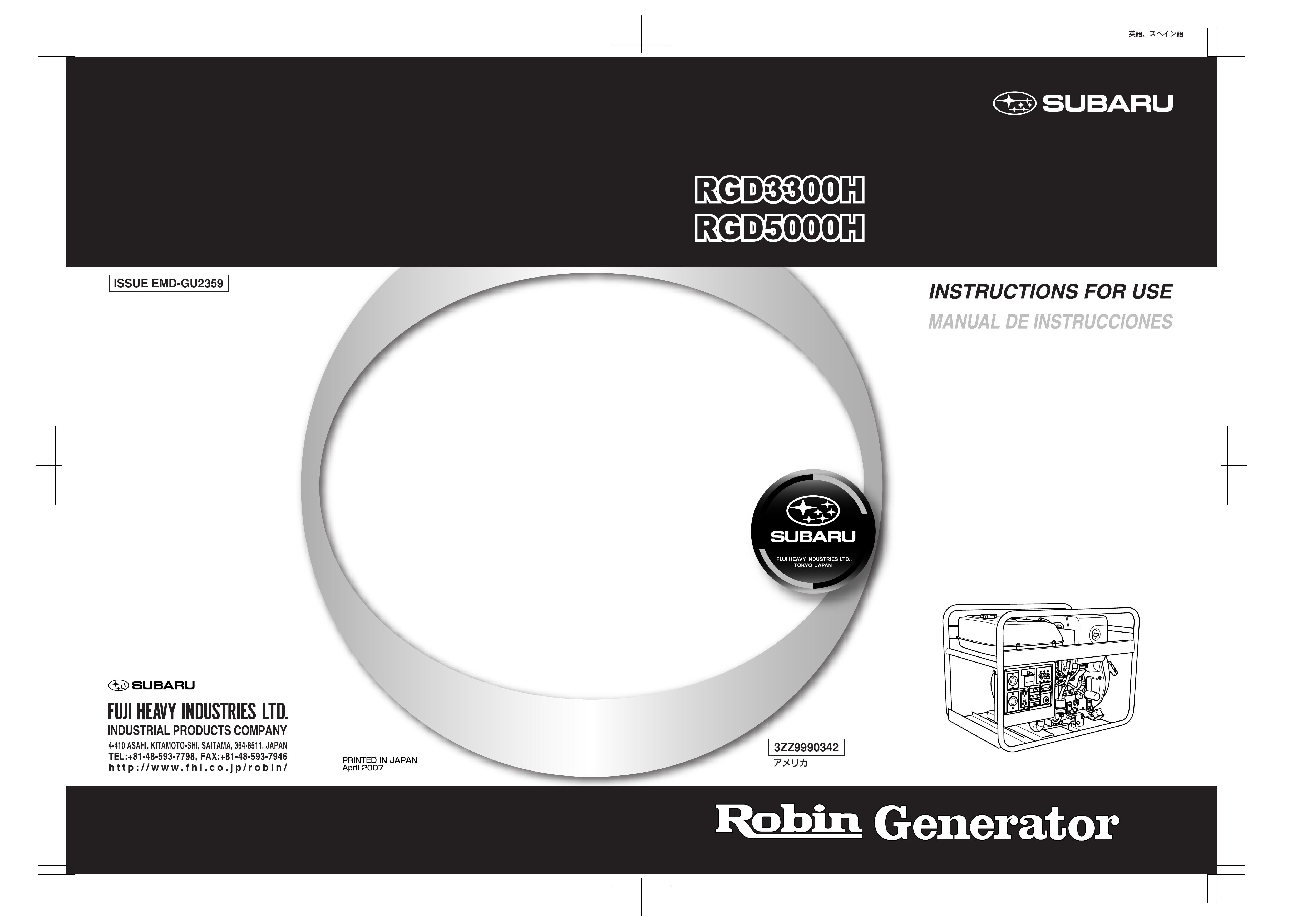 Subaru RGD3300H Portable Generator User Manual