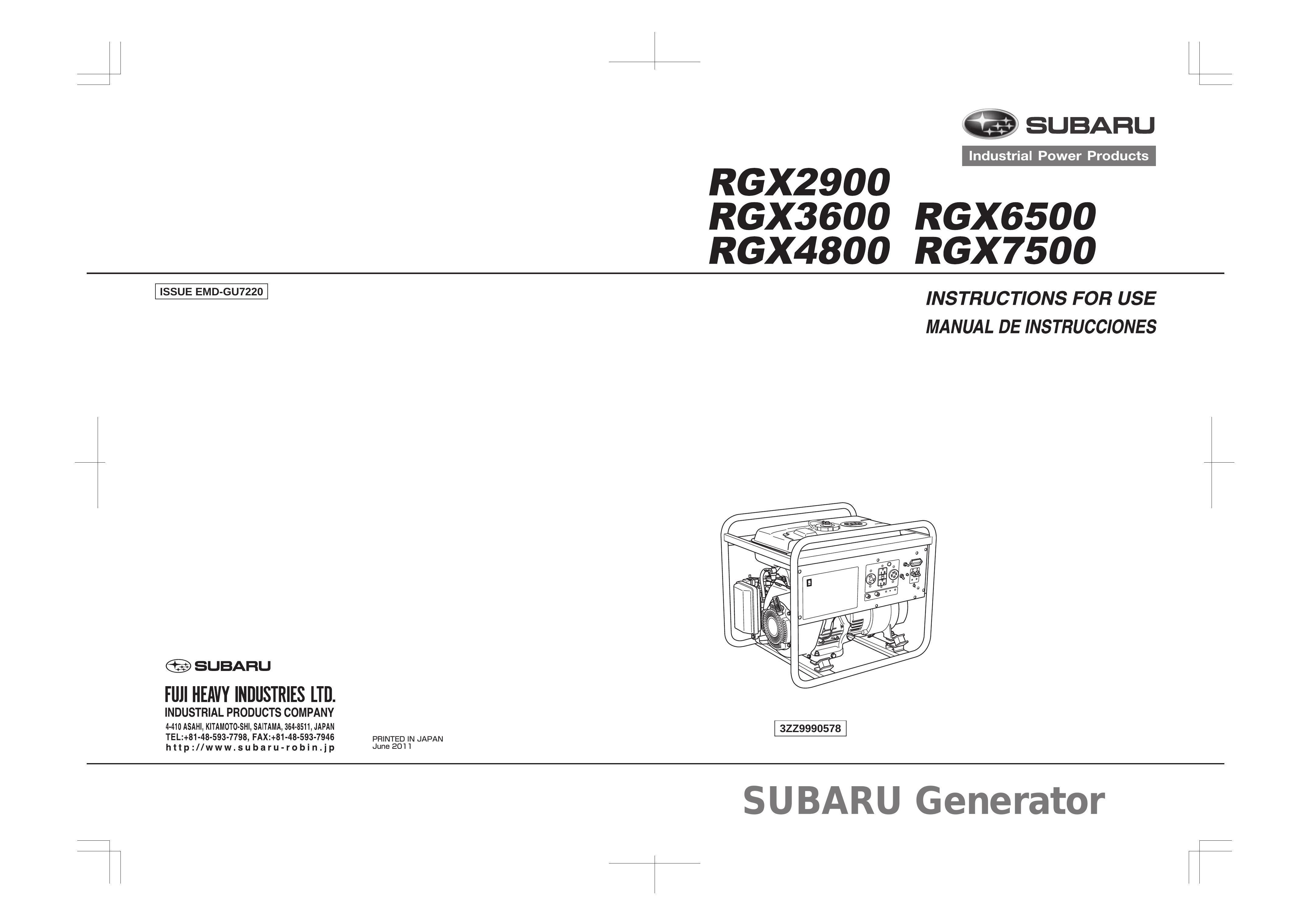 Subaru RGX2900 Portable Generator User Manual
