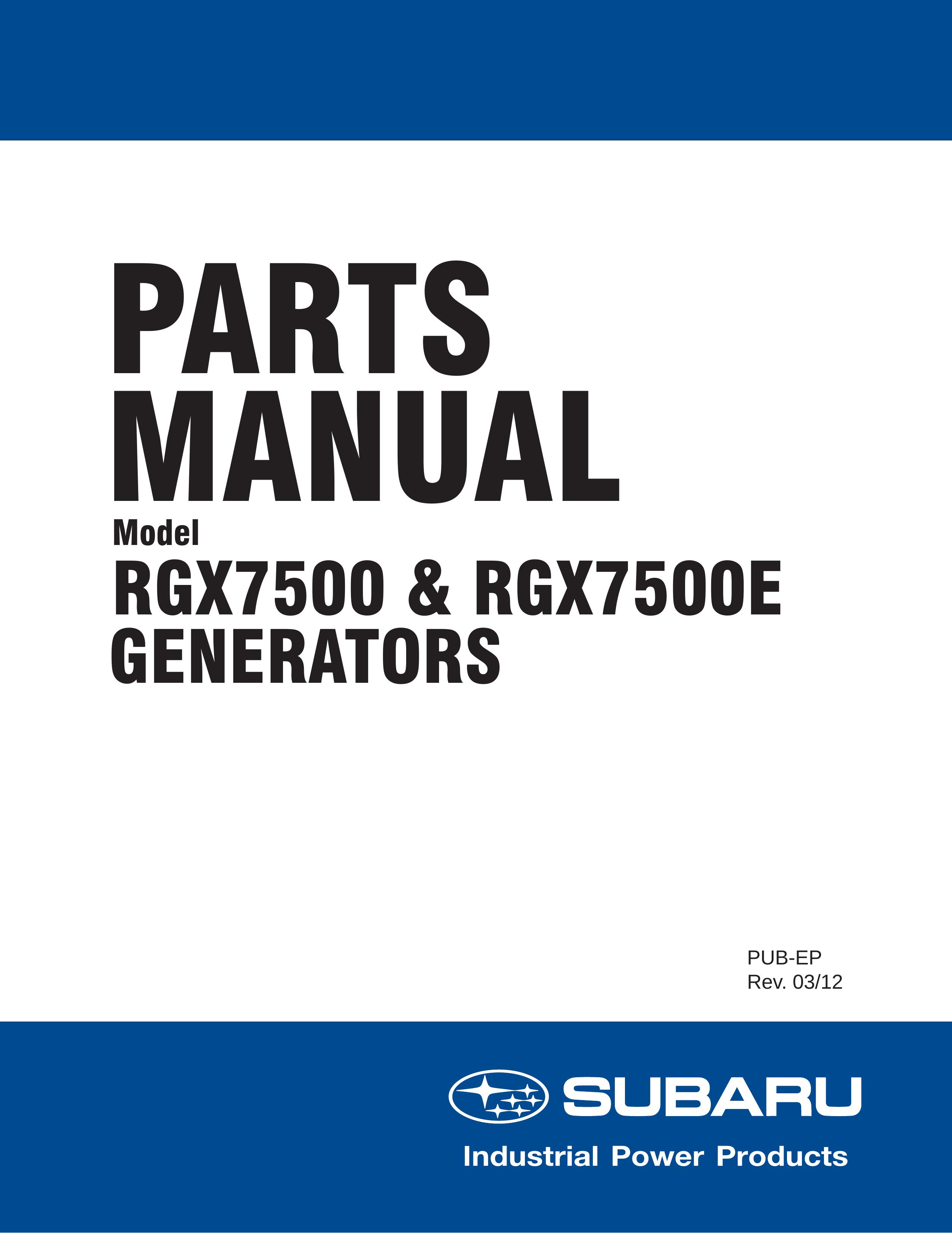 Subaru RGX7500 Portable Generator User Manual