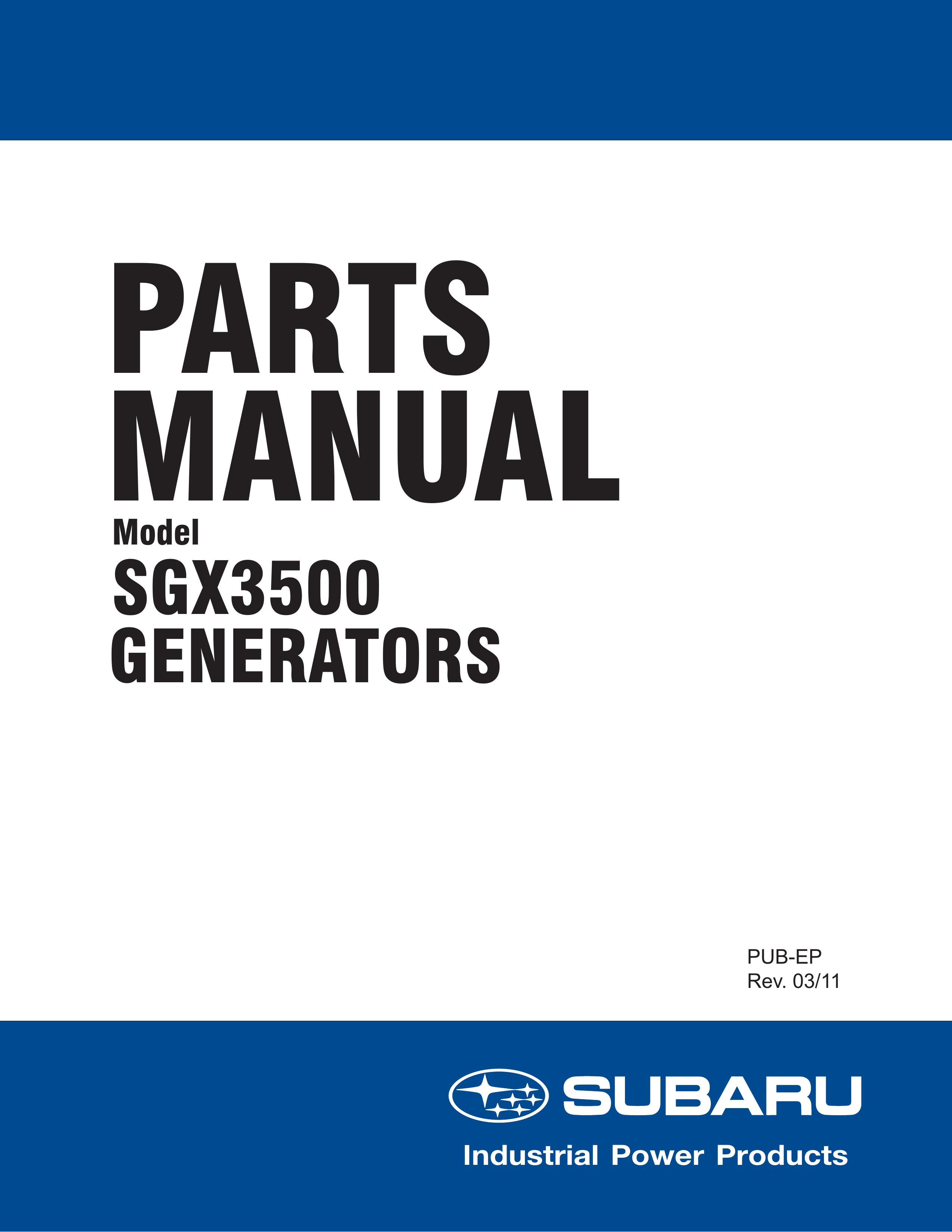 Subaru SGX3500 Portable Generator User Manual