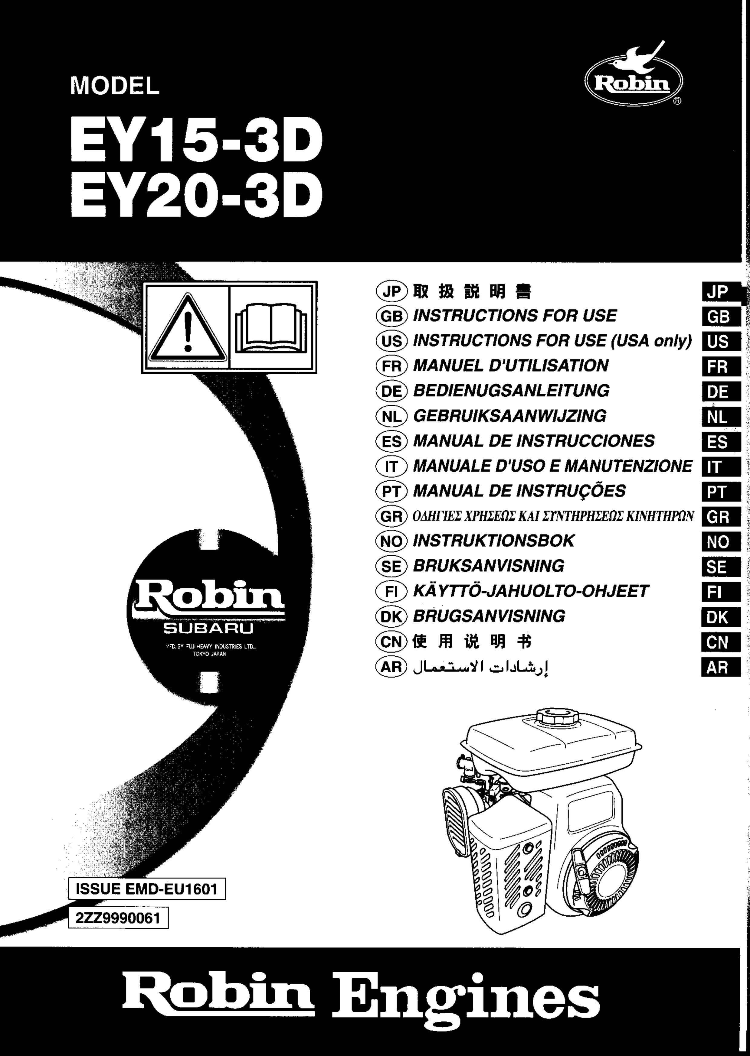 Subaru Robin Power Products EY20-3D Portable Generator User Manual