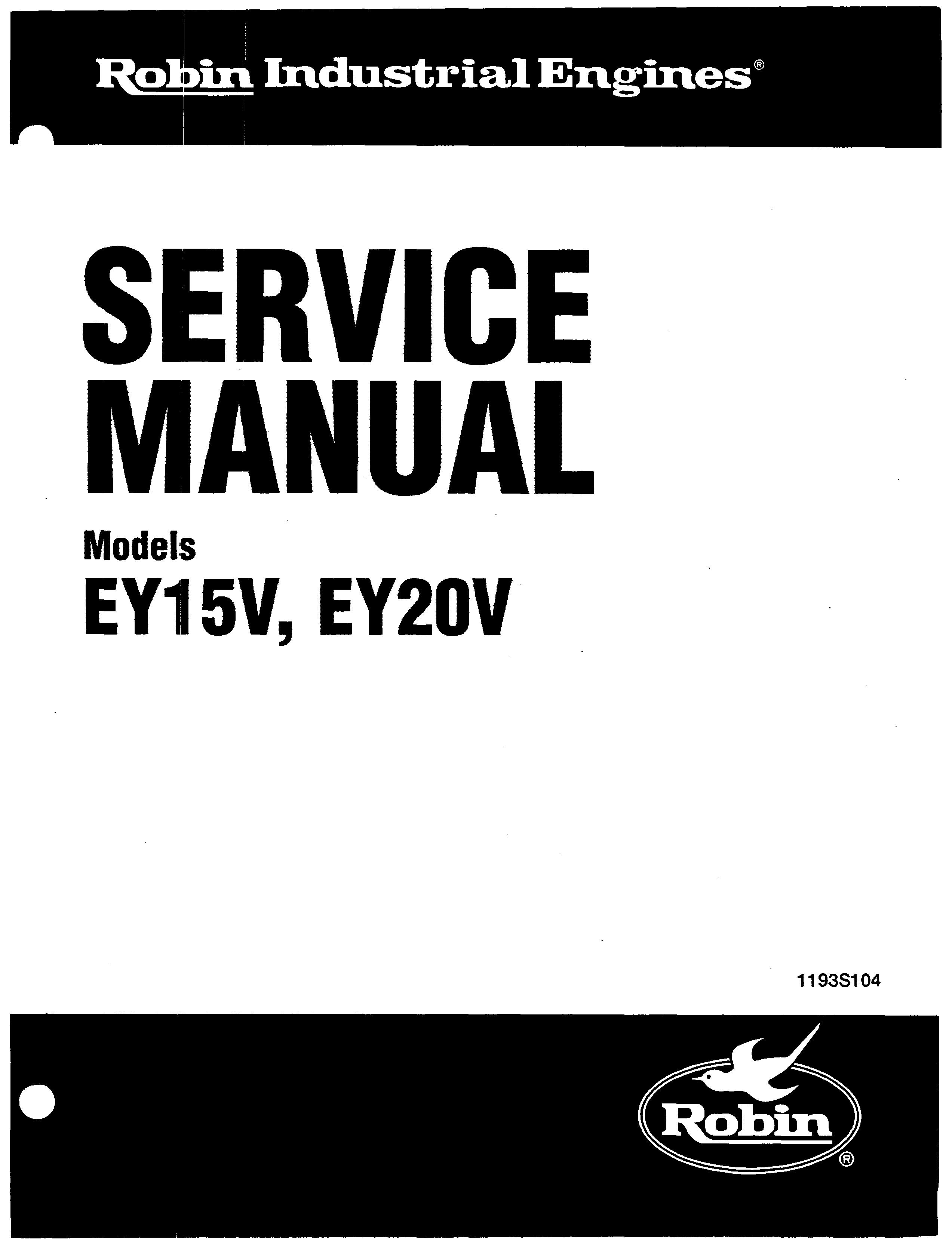 Subaru Robin Power Products EY20V Portable Generator User Manual
