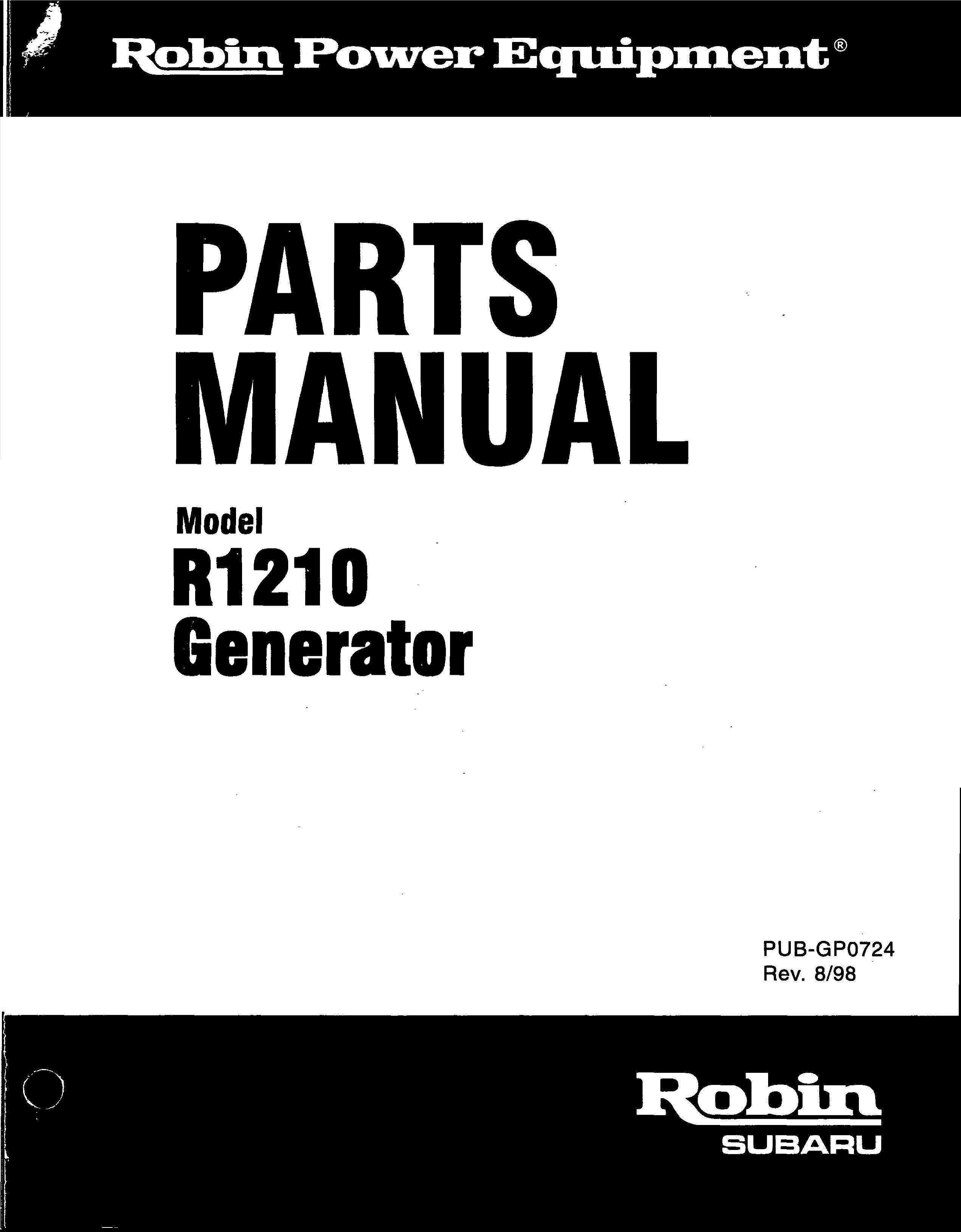 Subaru Robin Power Products R1210 Portable Generator User Manual