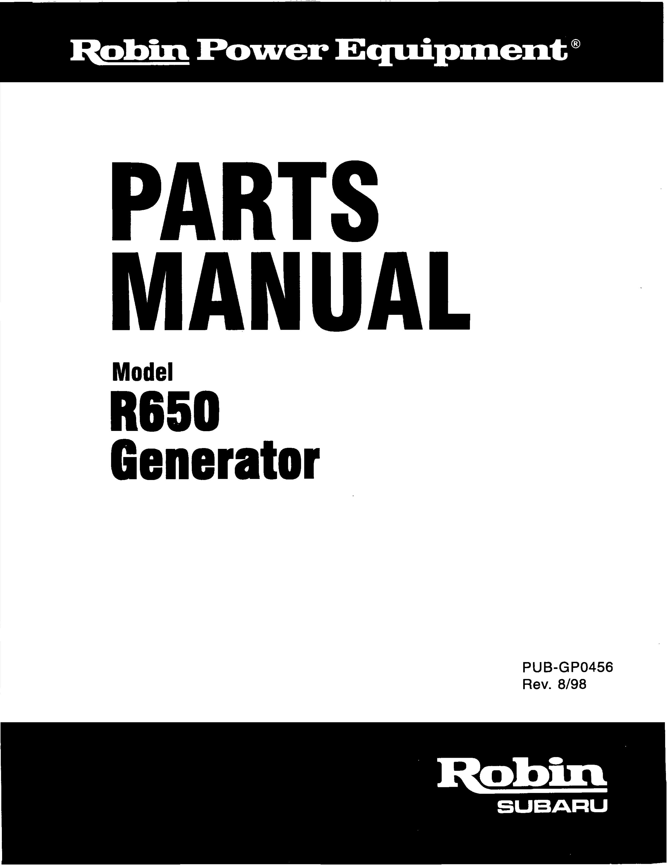Subaru Robin Power Products R650 Portable Generator User Manual