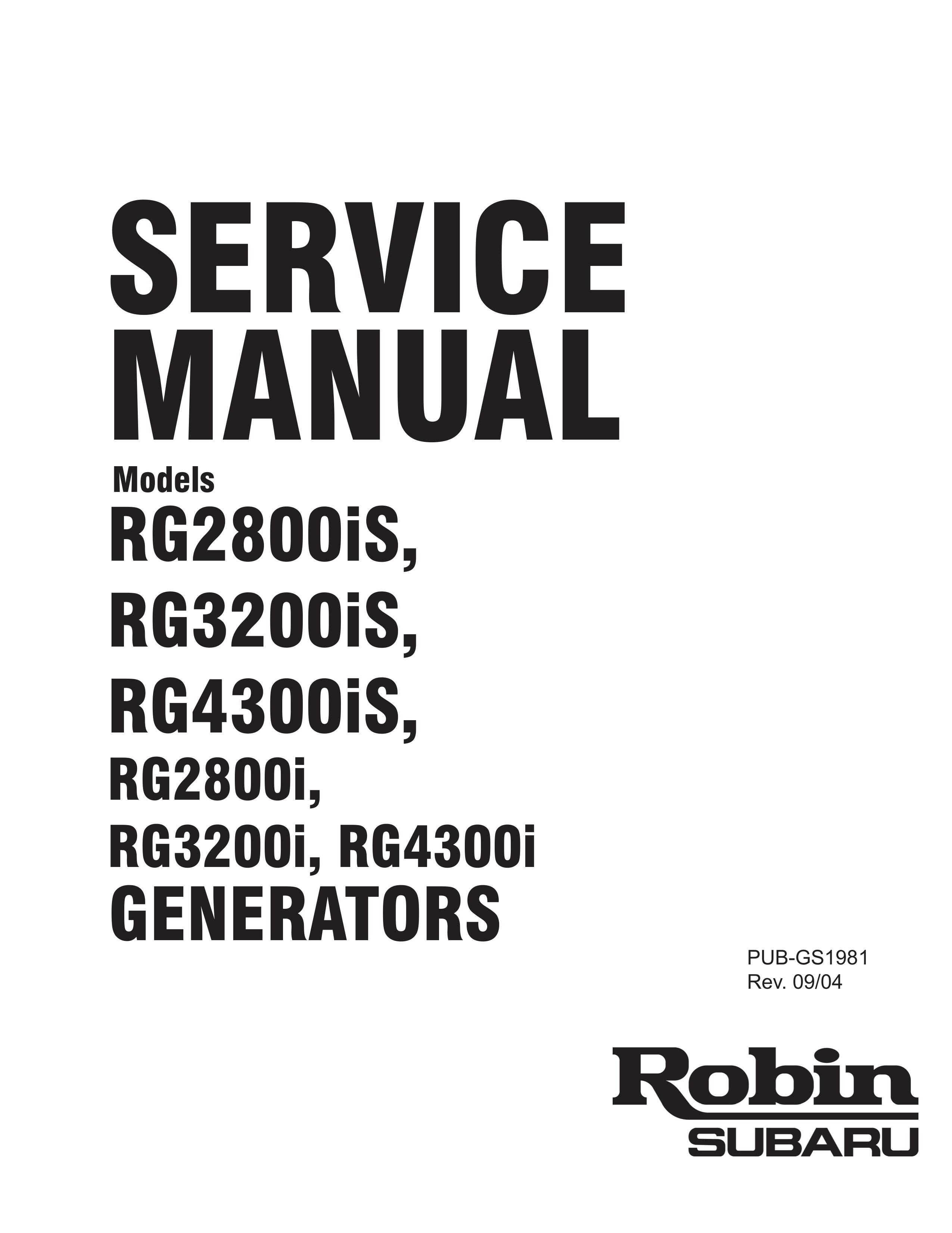 Subaru Robin Power Products RG2800I Portable Generator User Manual