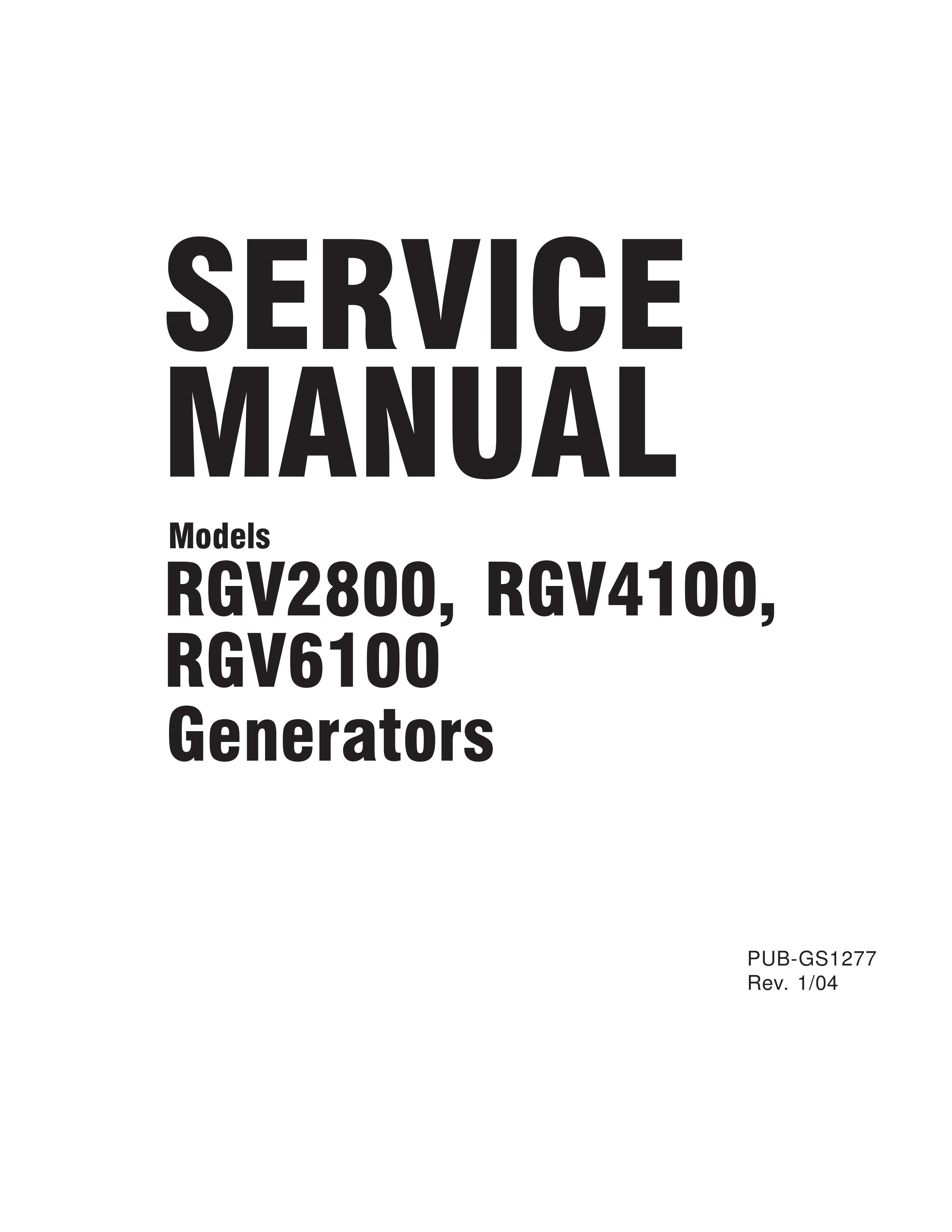 Subaru Robin Power Products RGV6100 Portable Generator User Manual