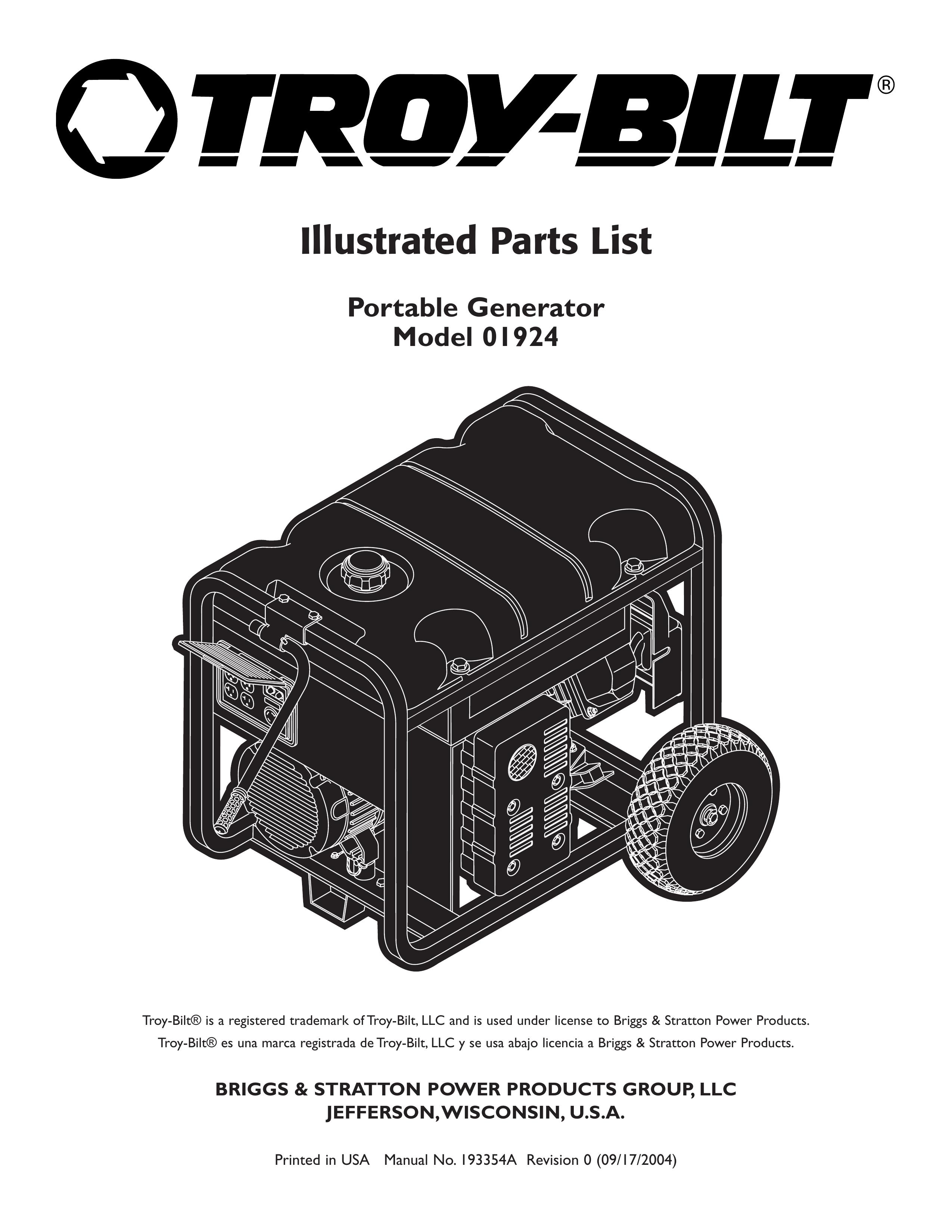 Troy-Bilt 1924 Portable Generator User Manual