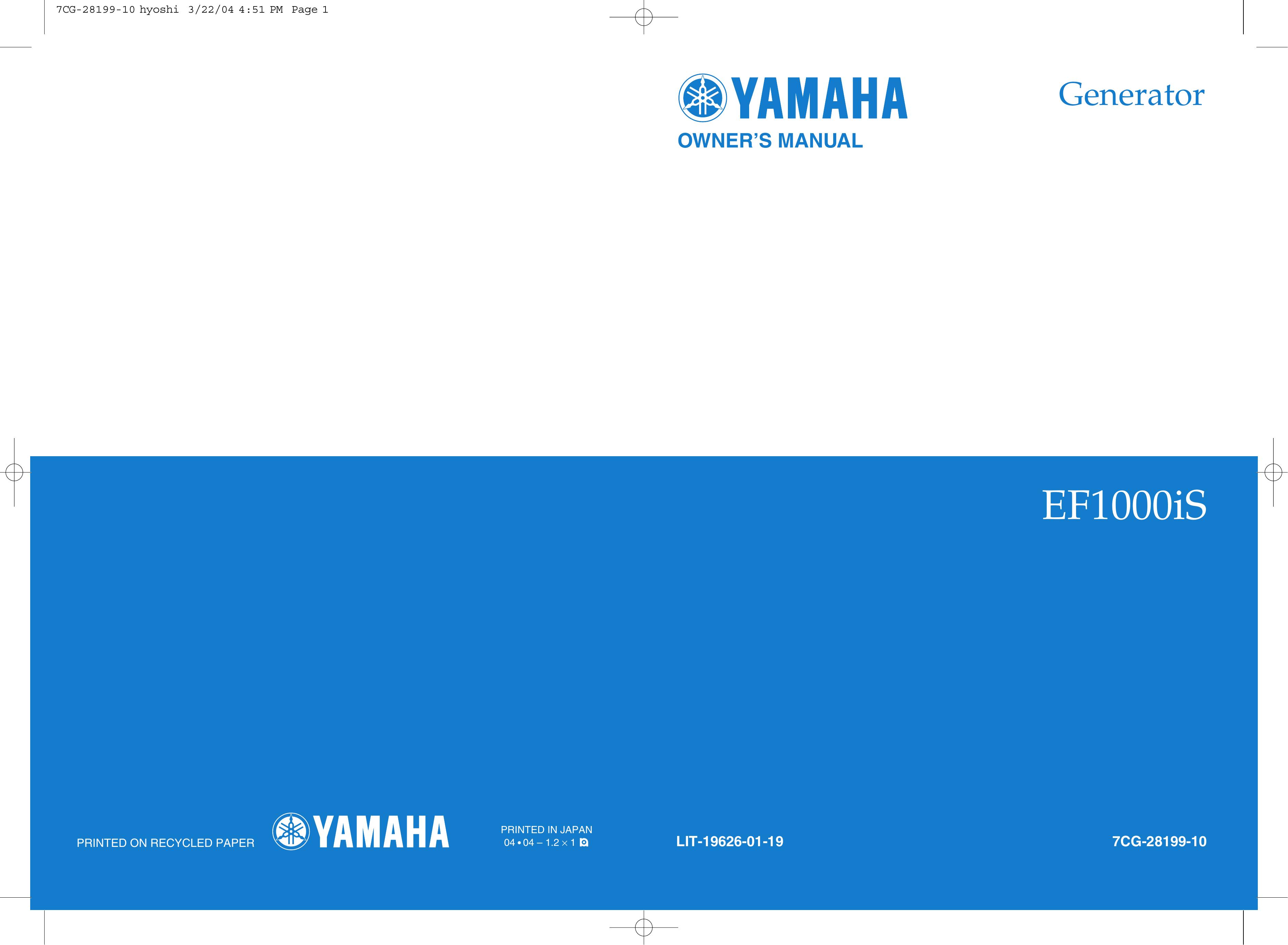 Yamaha EF1000iS Portable Generator User Manual