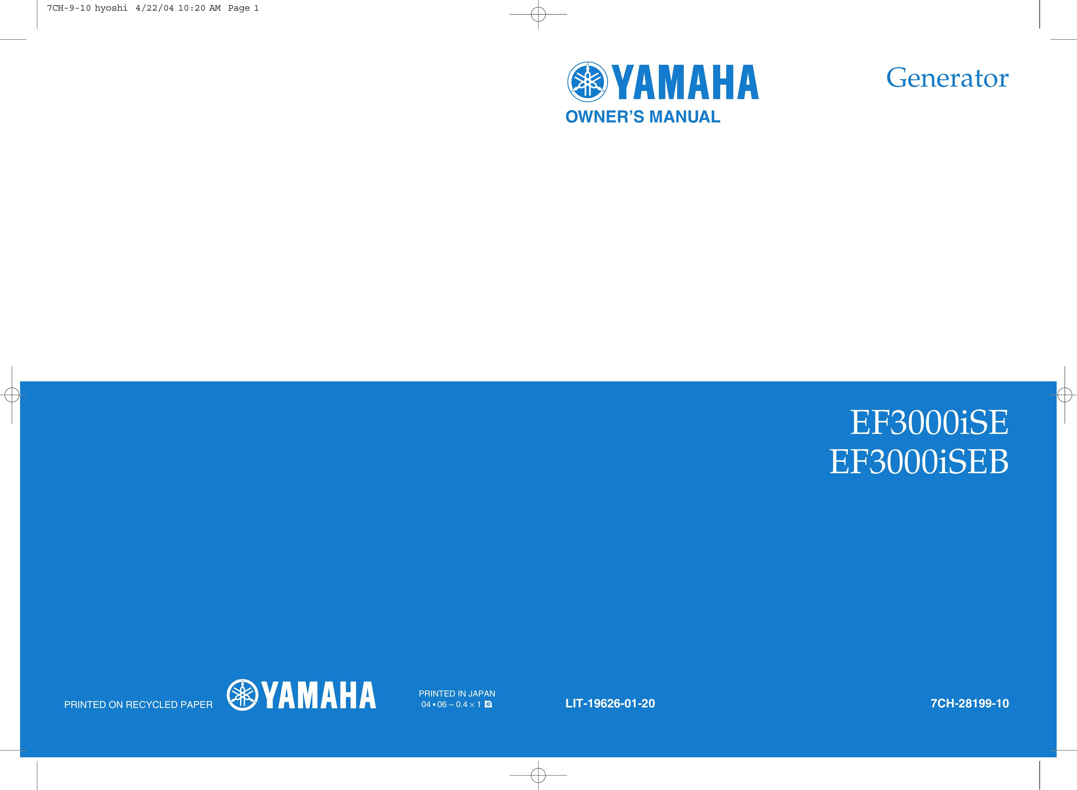 Yamaha EF3000iSE, EF3000iSEB Portable Generator User Manual