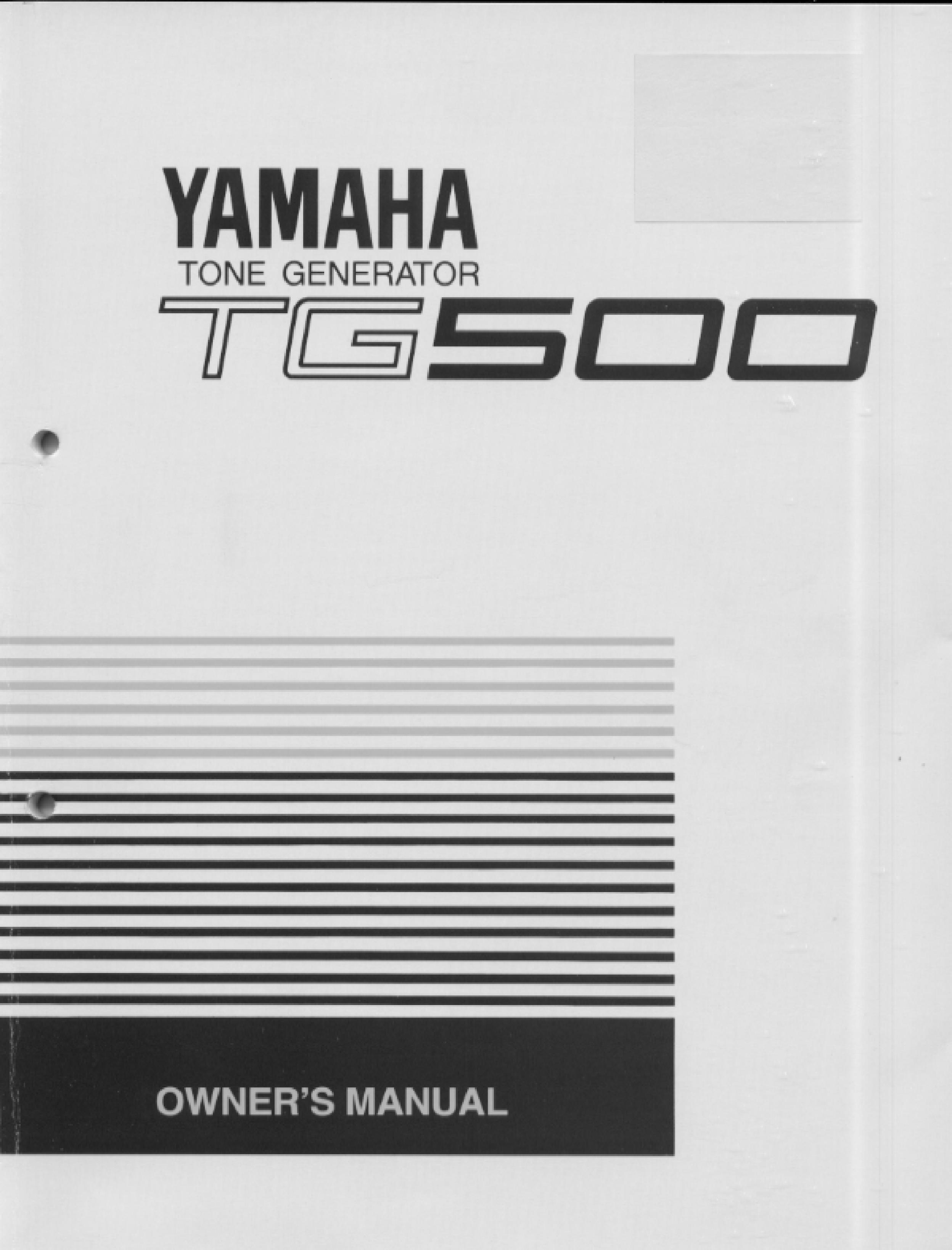 Yamaha TG500 Portable Generator User Manual