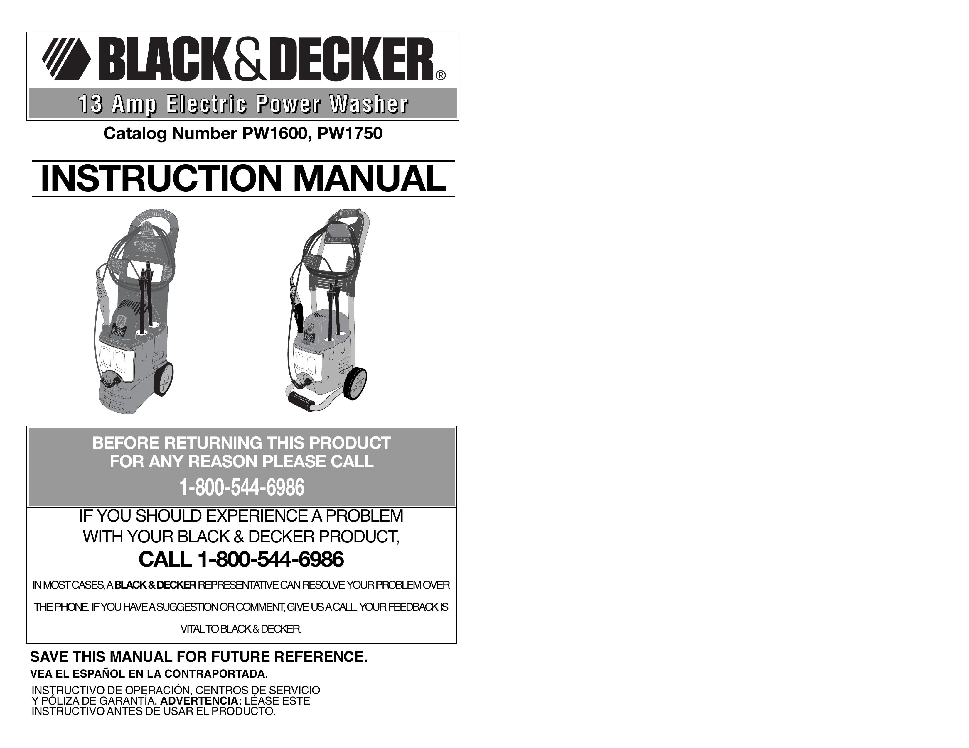 Black & Decker PW1600 Pressure Washer User Manual