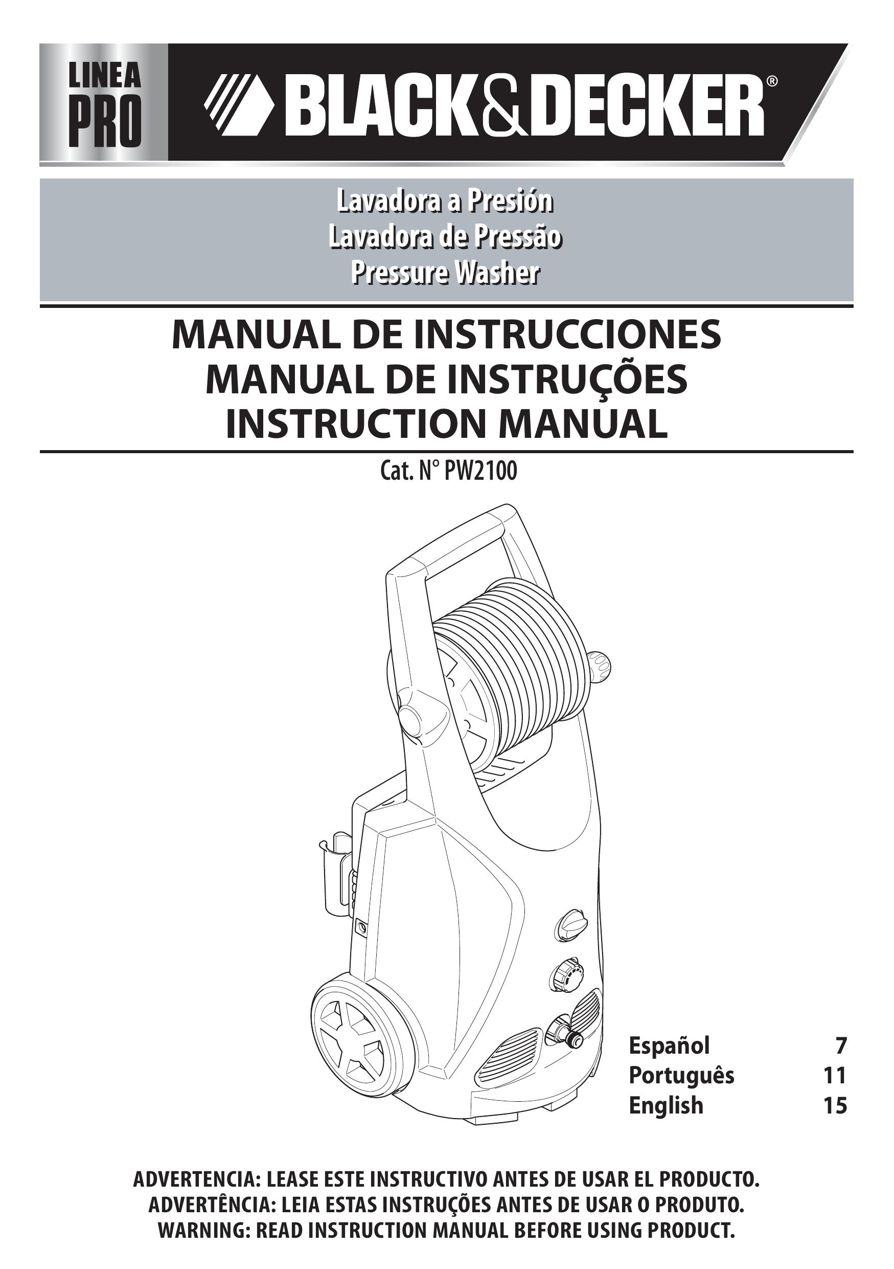 Black & Decker PW2100 Pressure Washer User Manual