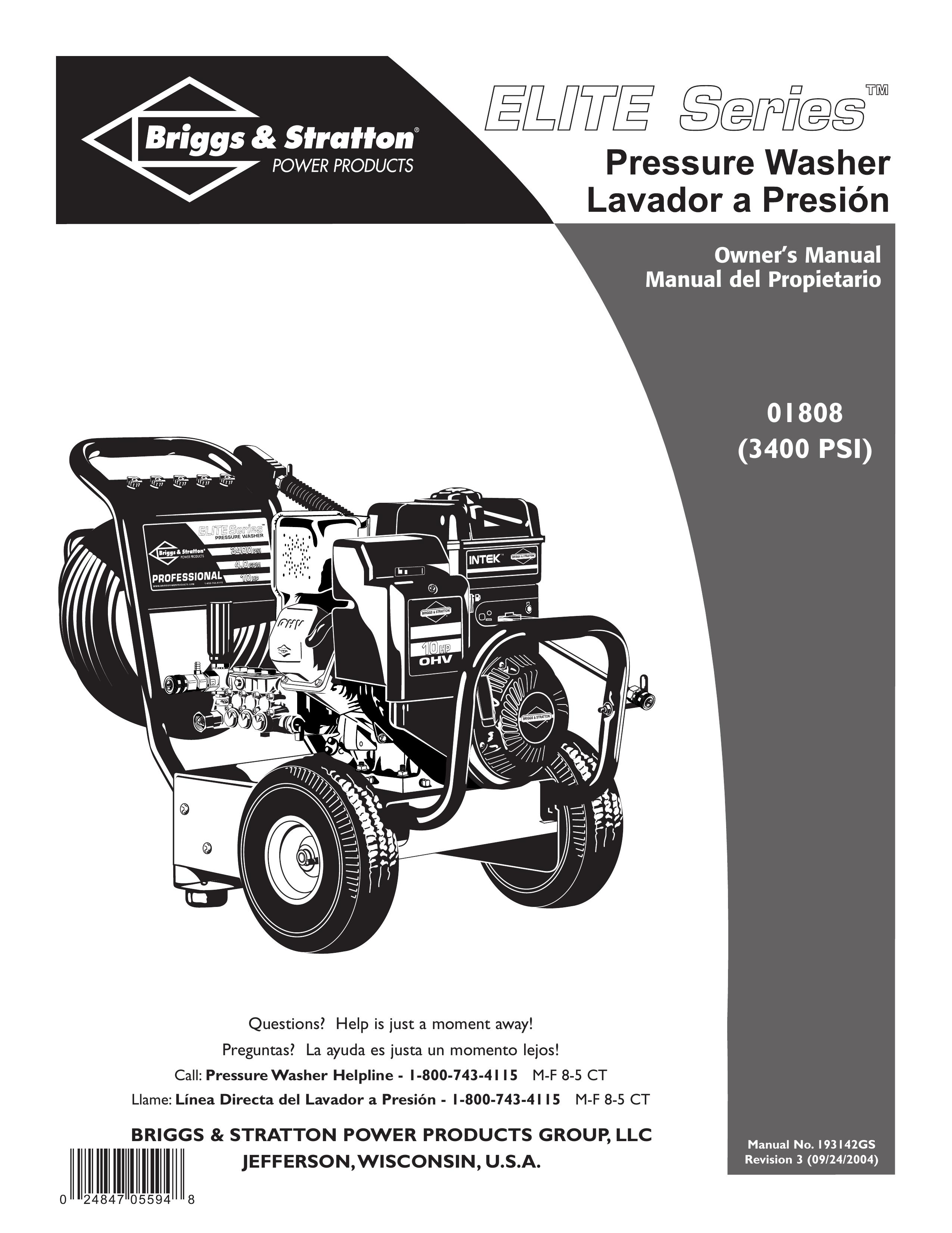 Briggs & Stratton 01808 Pressure Washer User Manual