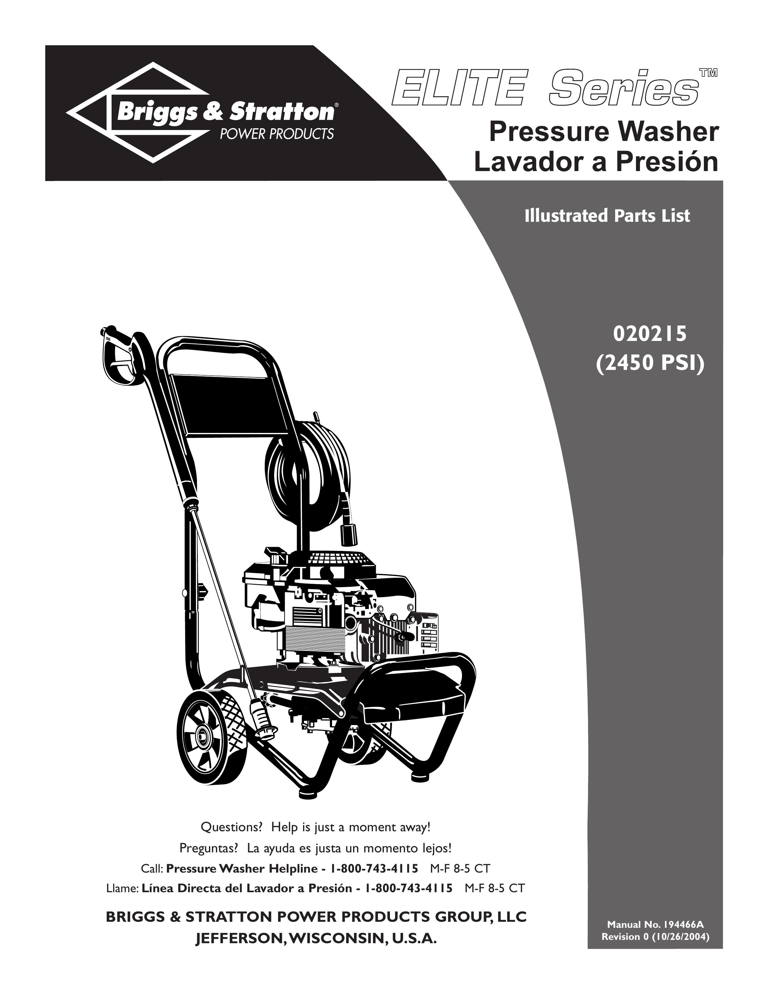 Briggs & Stratton 020215 Pressure Washer User Manual
