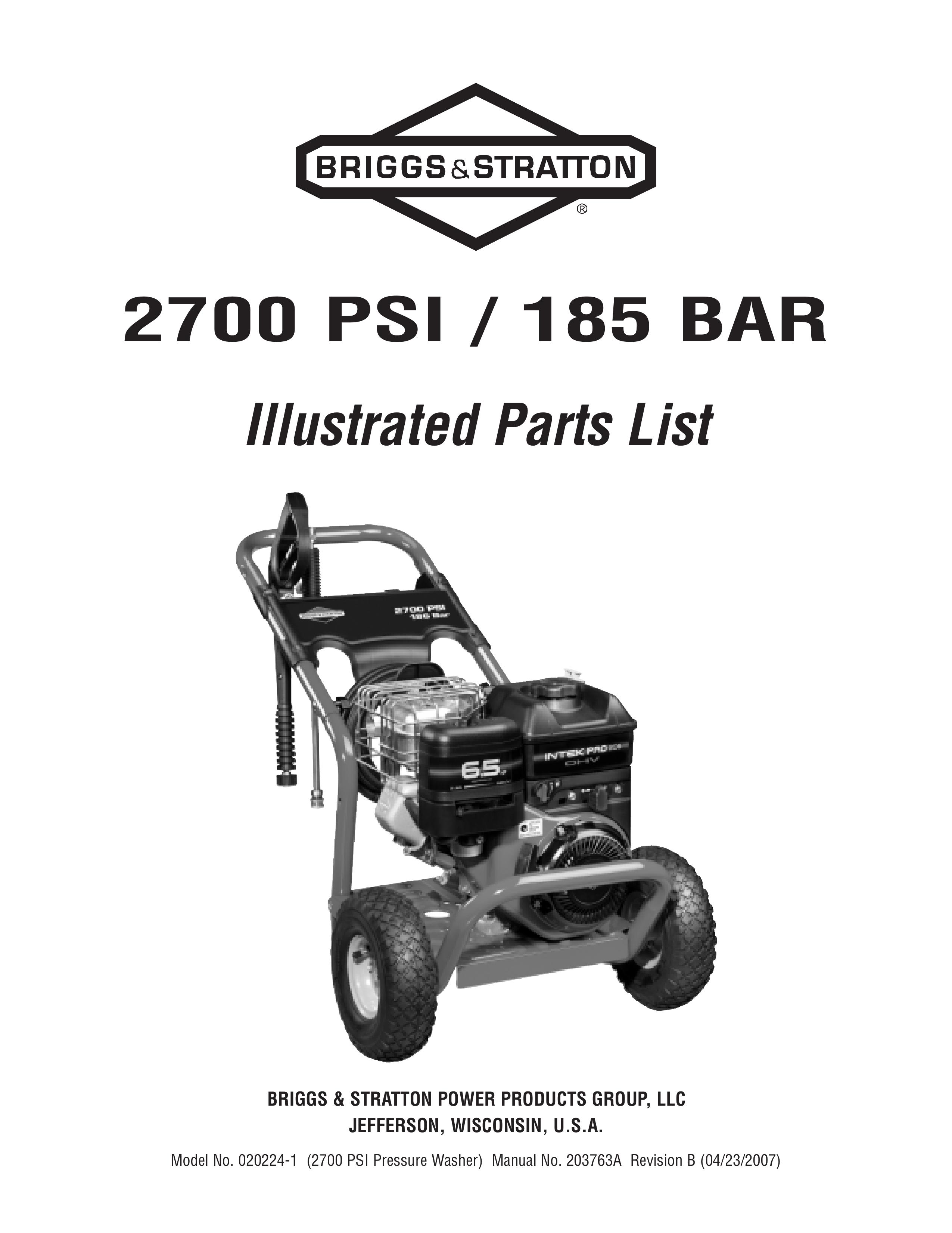 Briggs & Stratton 020224-1 Pressure Washer User Manual