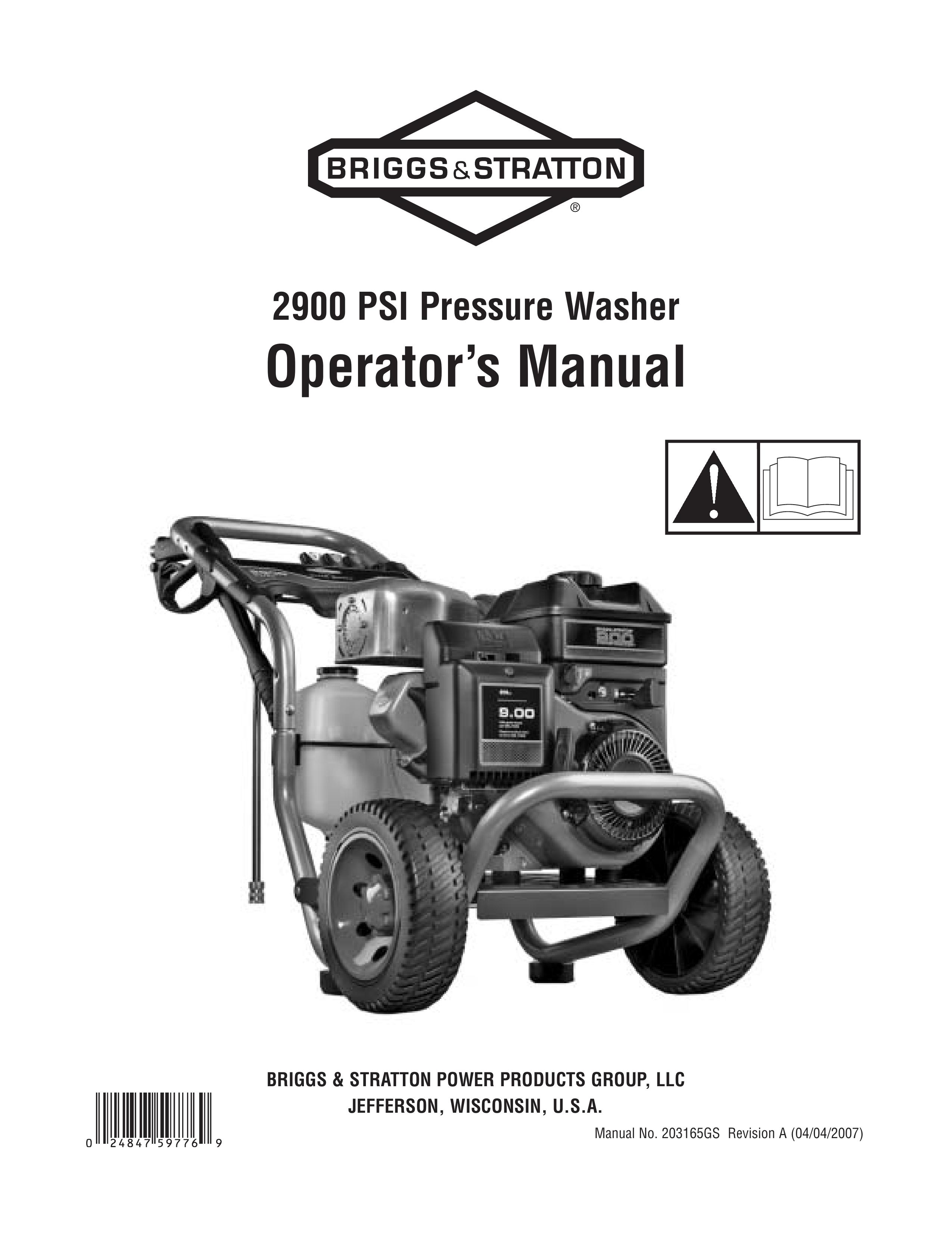 Briggs & Stratton 020251 Pressure Washer User Manual