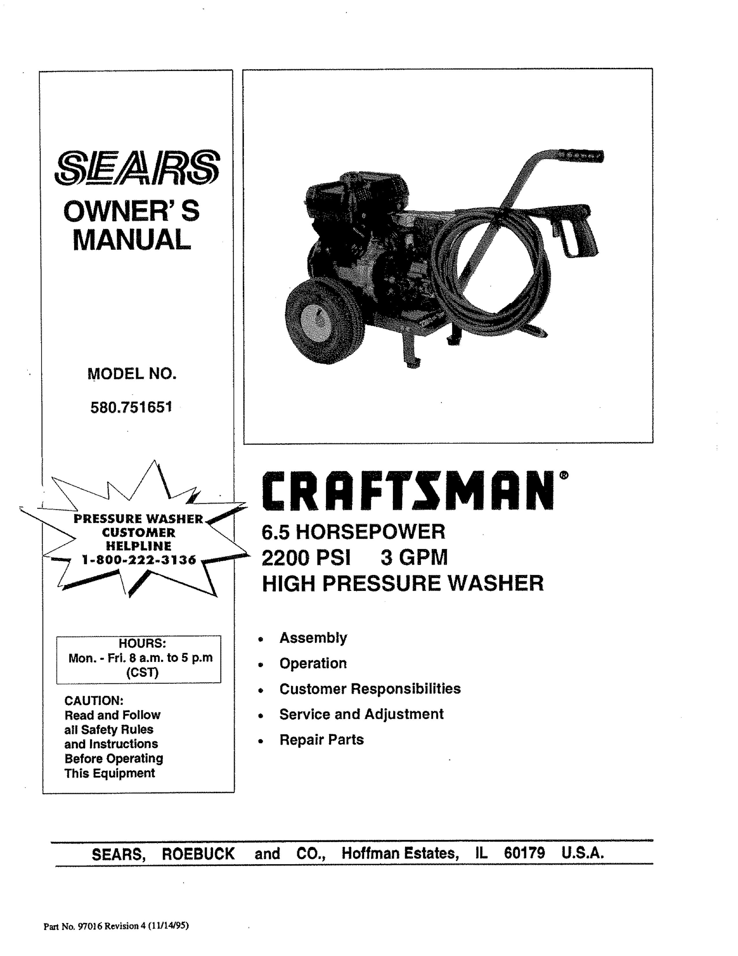 Craftsman 580.751651 Pressure Washer User Manual