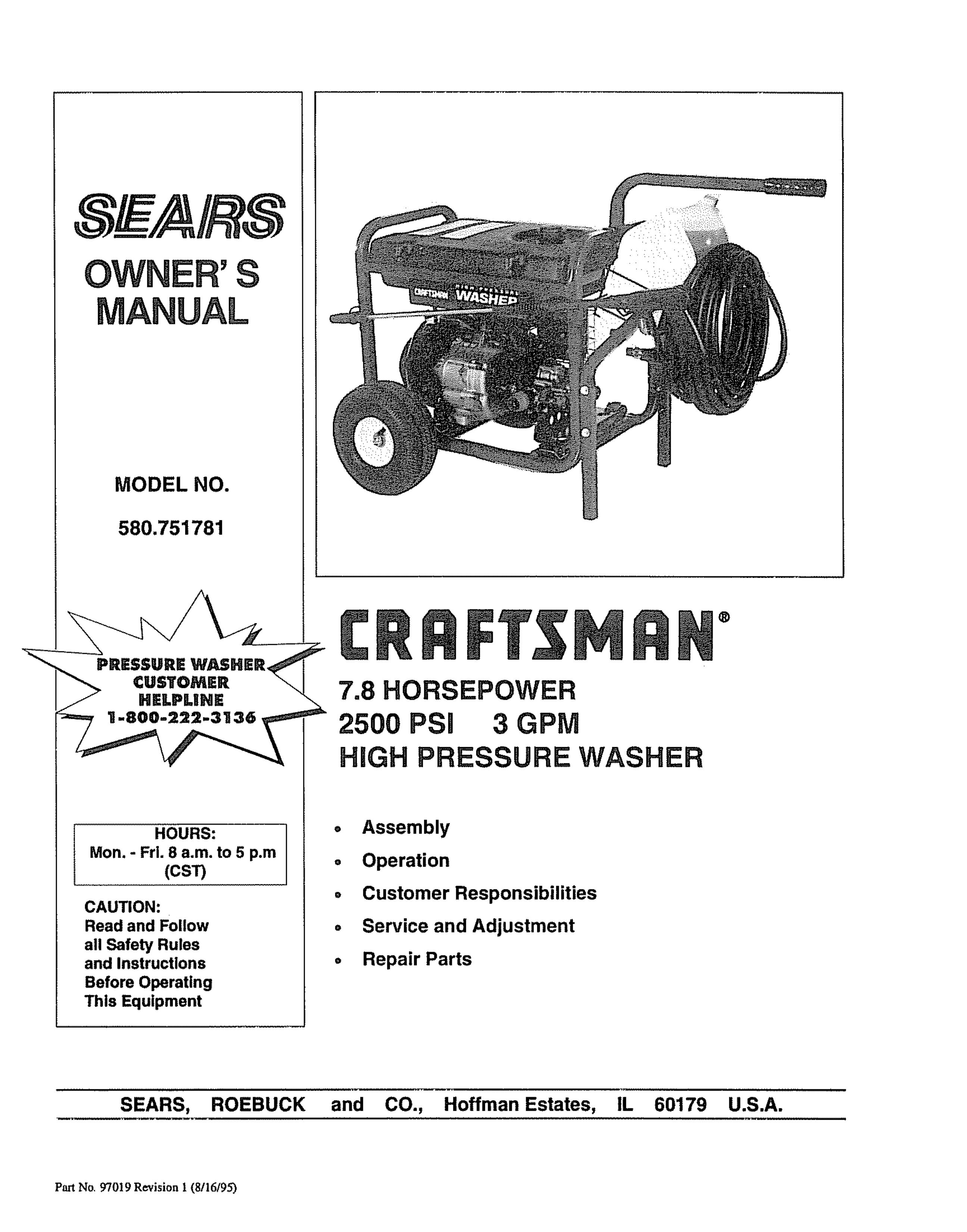 Craftsman 580.751781 Pressure Washer User Manual