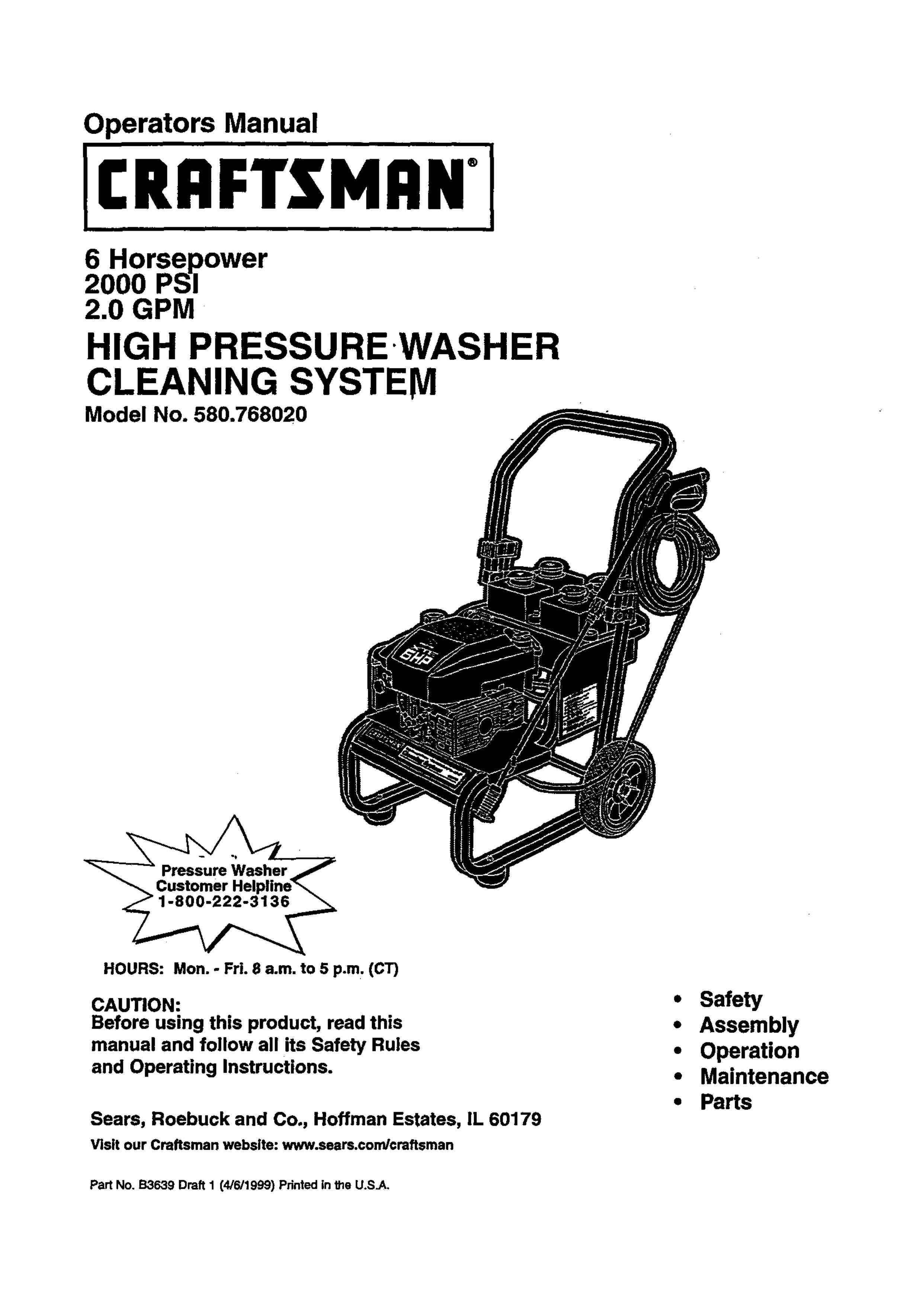 Craftsman 580.768020 Pressure Washer User Manual