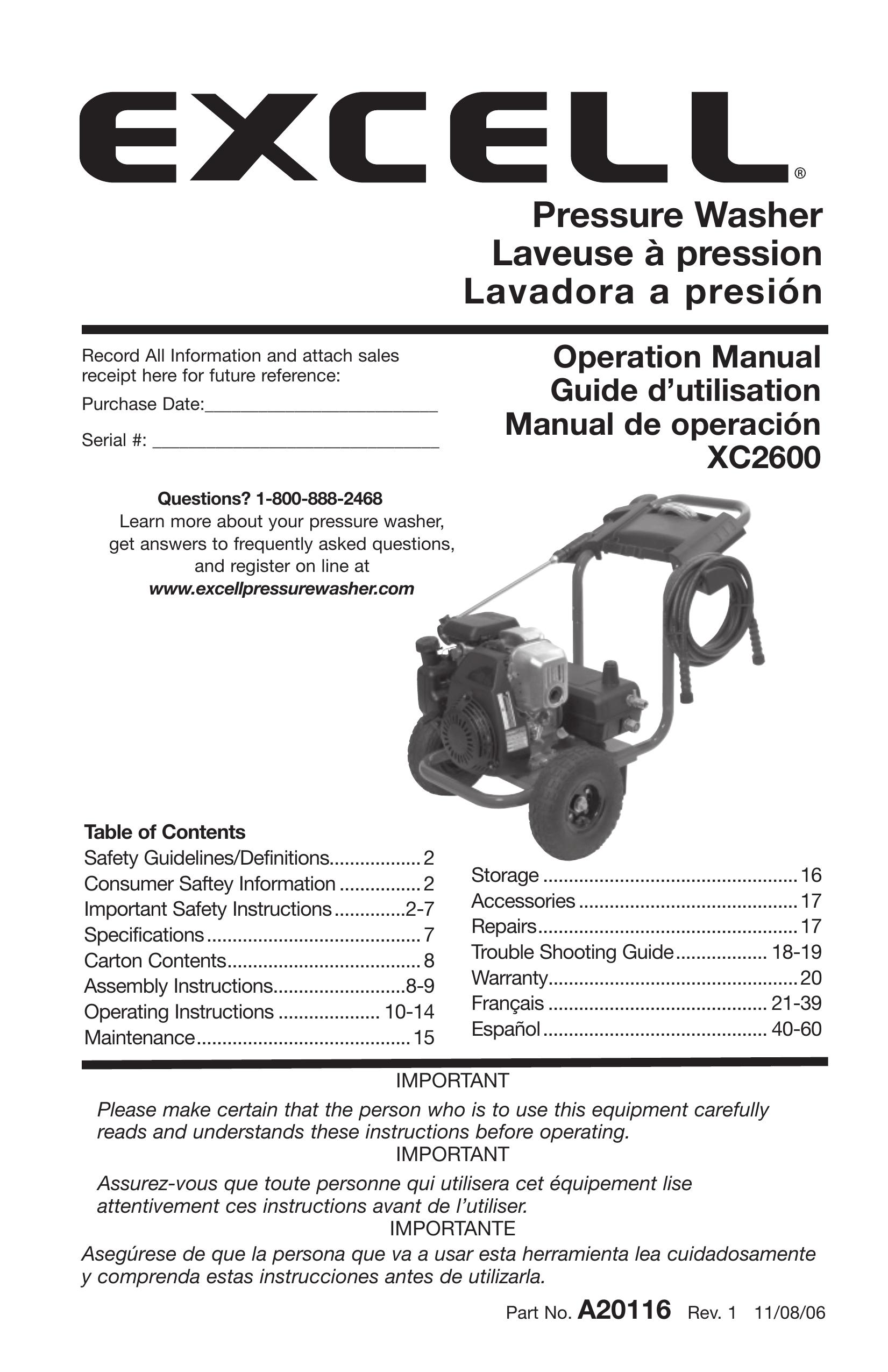 DeVillbiss Air Power Company A20116 Pressure Washer User Manual