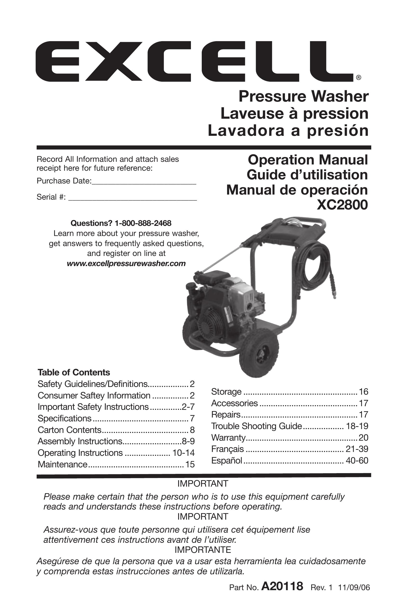 DeVillbiss Air Power Company A20118 Pressure Washer User Manual
