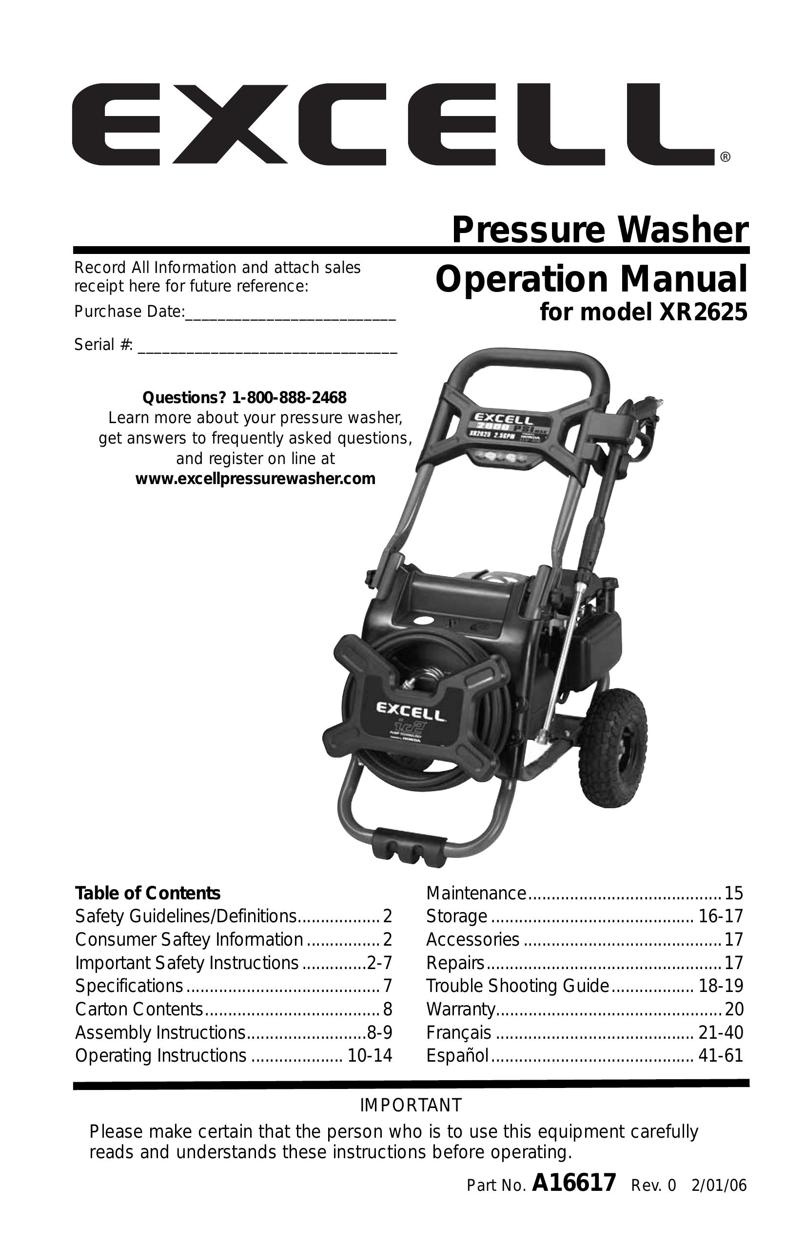 DeVillbiss Air Power Company XR2625 Pressure Washer User Manual
