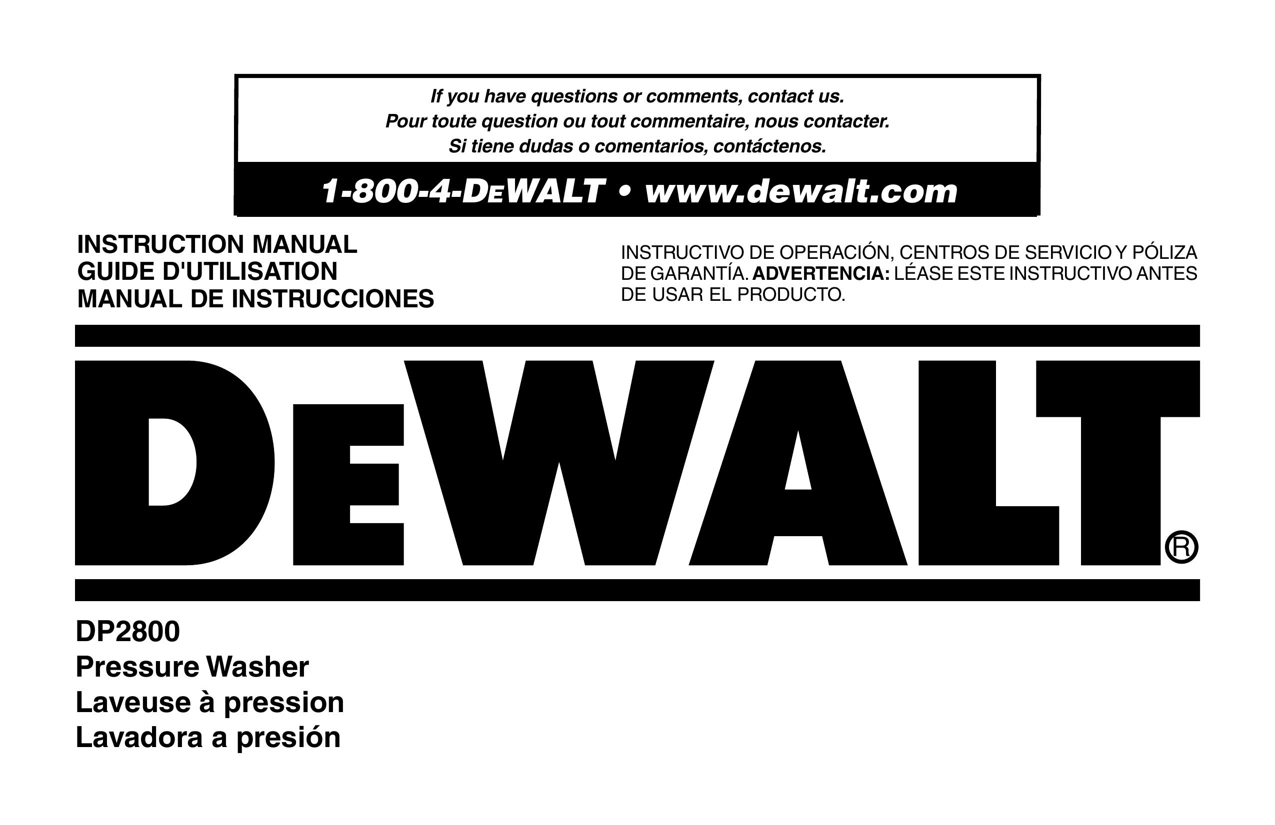 DeWalt A16505 Pressure Washer User Manual