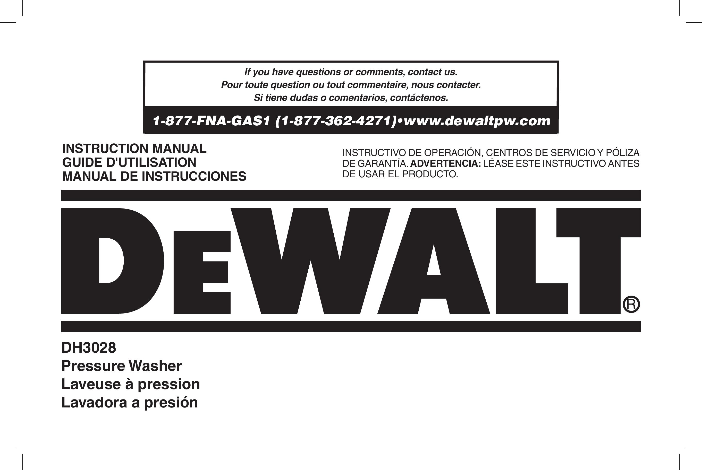 DeWalt DH3028 Pressure Washer User Manual