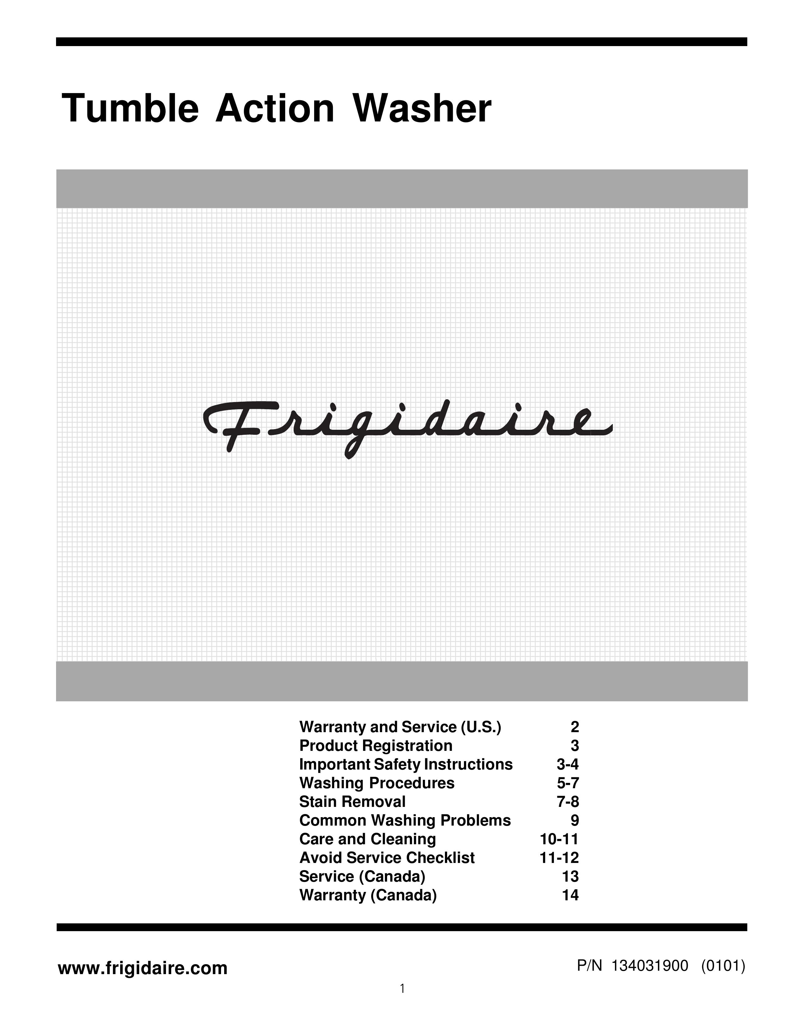 Frigidaire Tumble Action Washers Pressure Washer User Manual