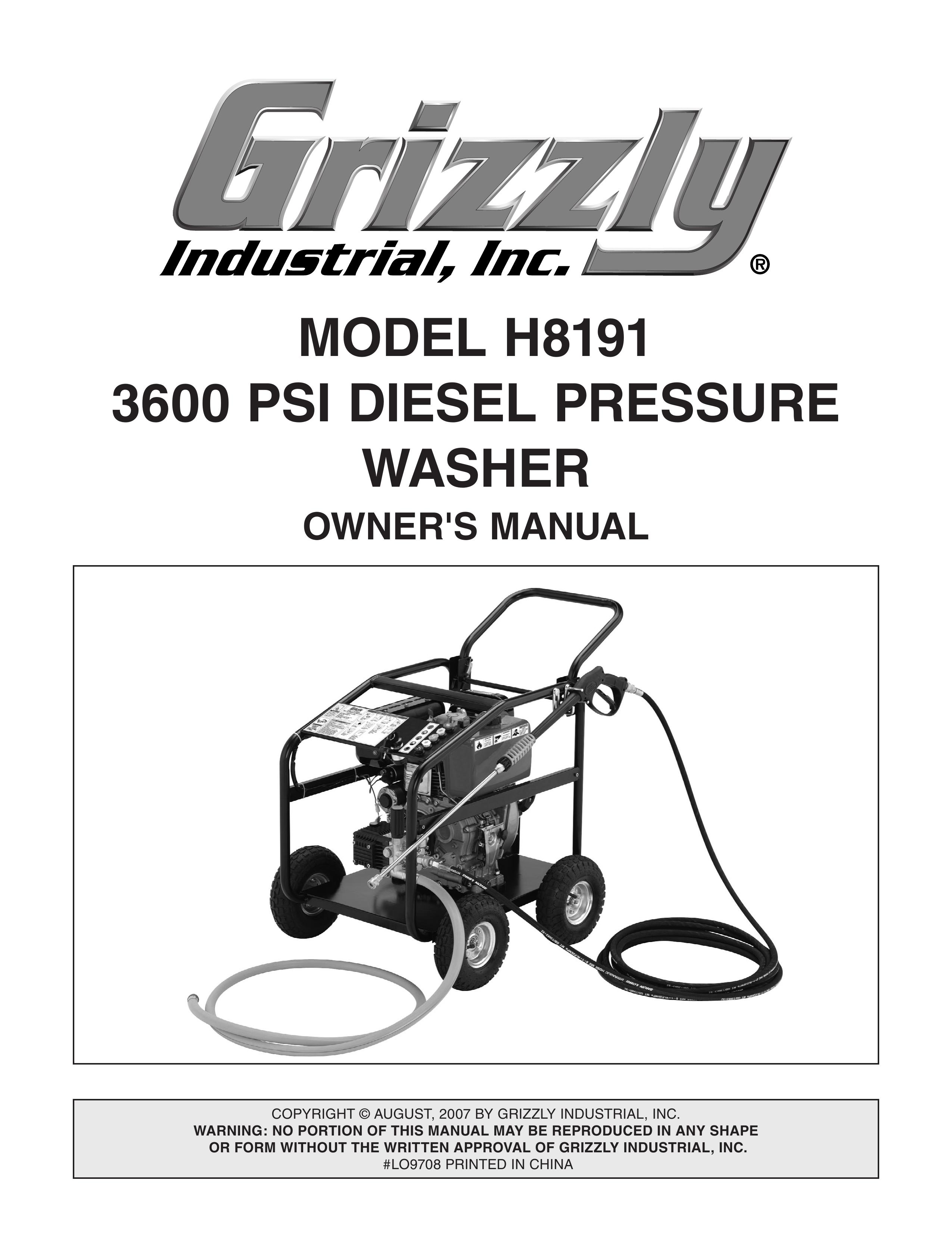 Grizzly H8191 Pressure Washer User Manual
