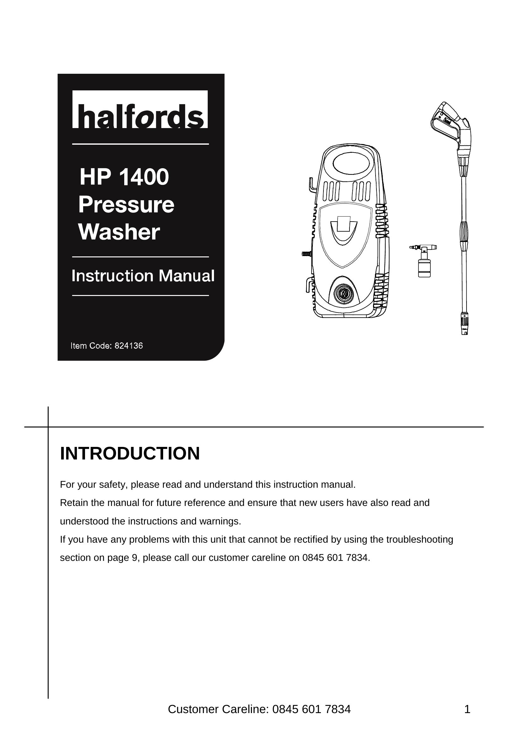 Halfords HP 1400 Pressure Washer User Manual