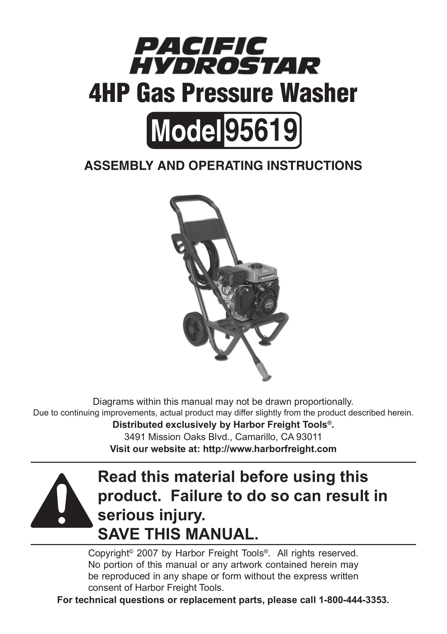 Harbor Freight Tools 95619 Pressure Washer User Manual