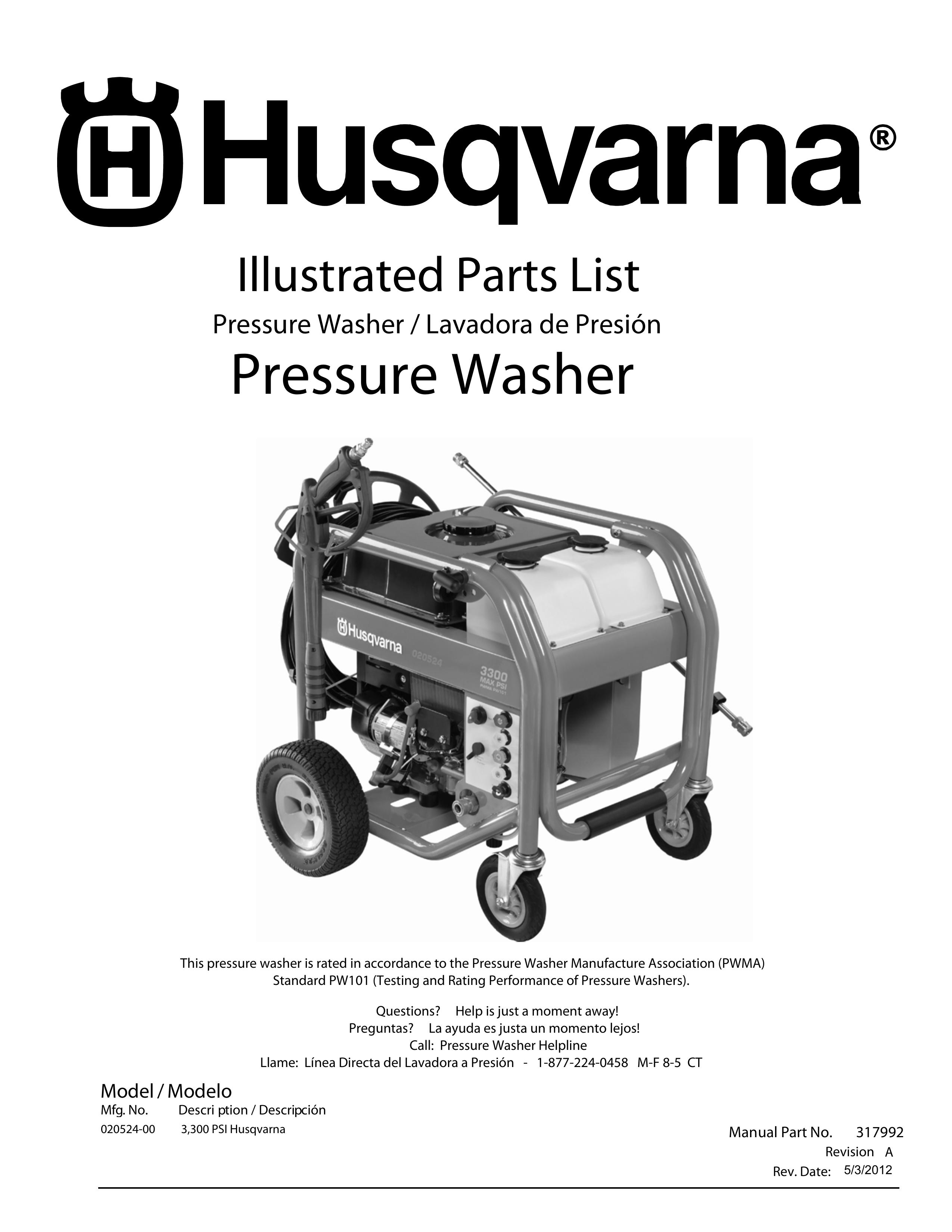 Husqvarna 020524-00 3 Pressure Washer User Manual