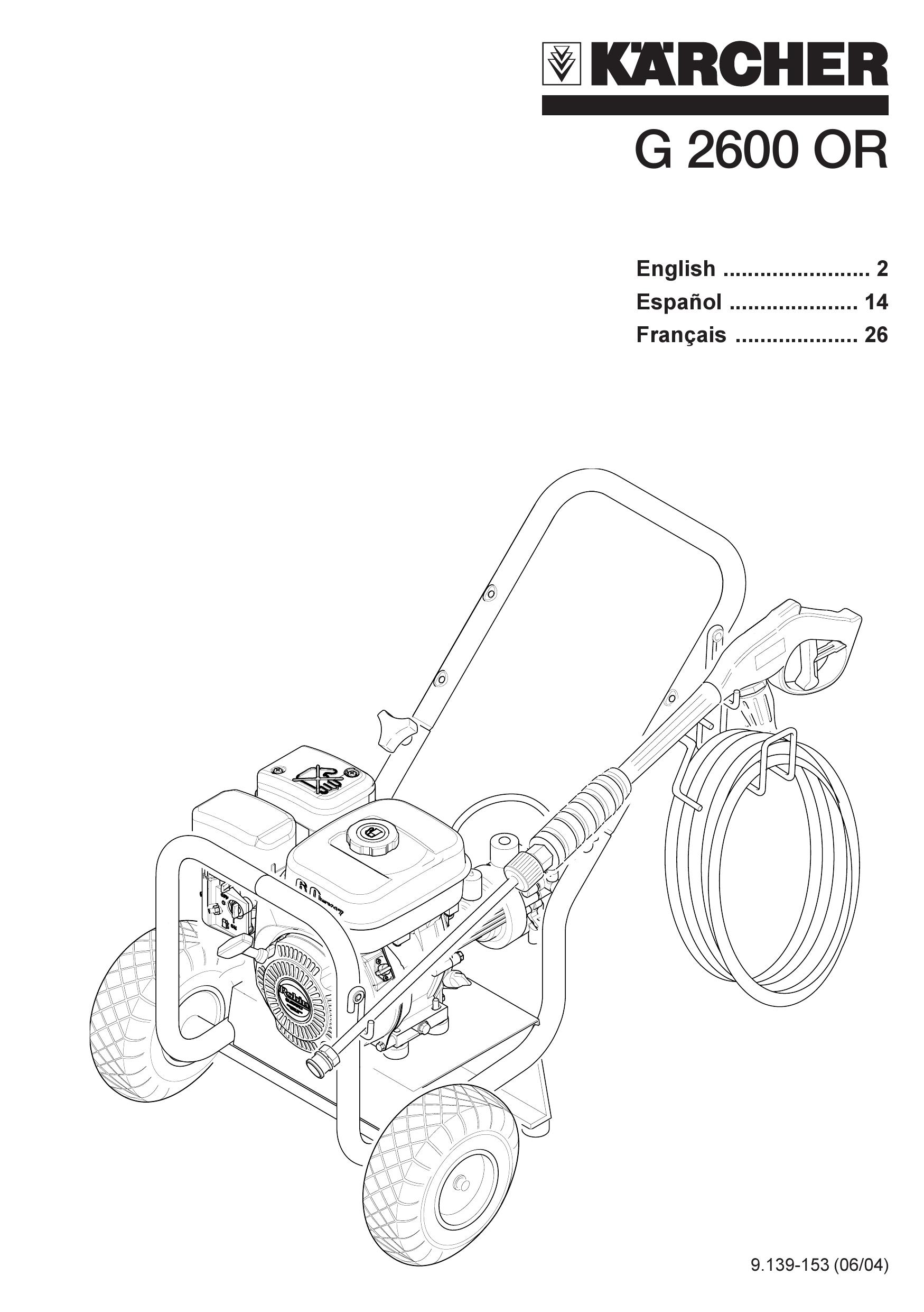 Karcher G 2600 OR Pressure Washer User Manual