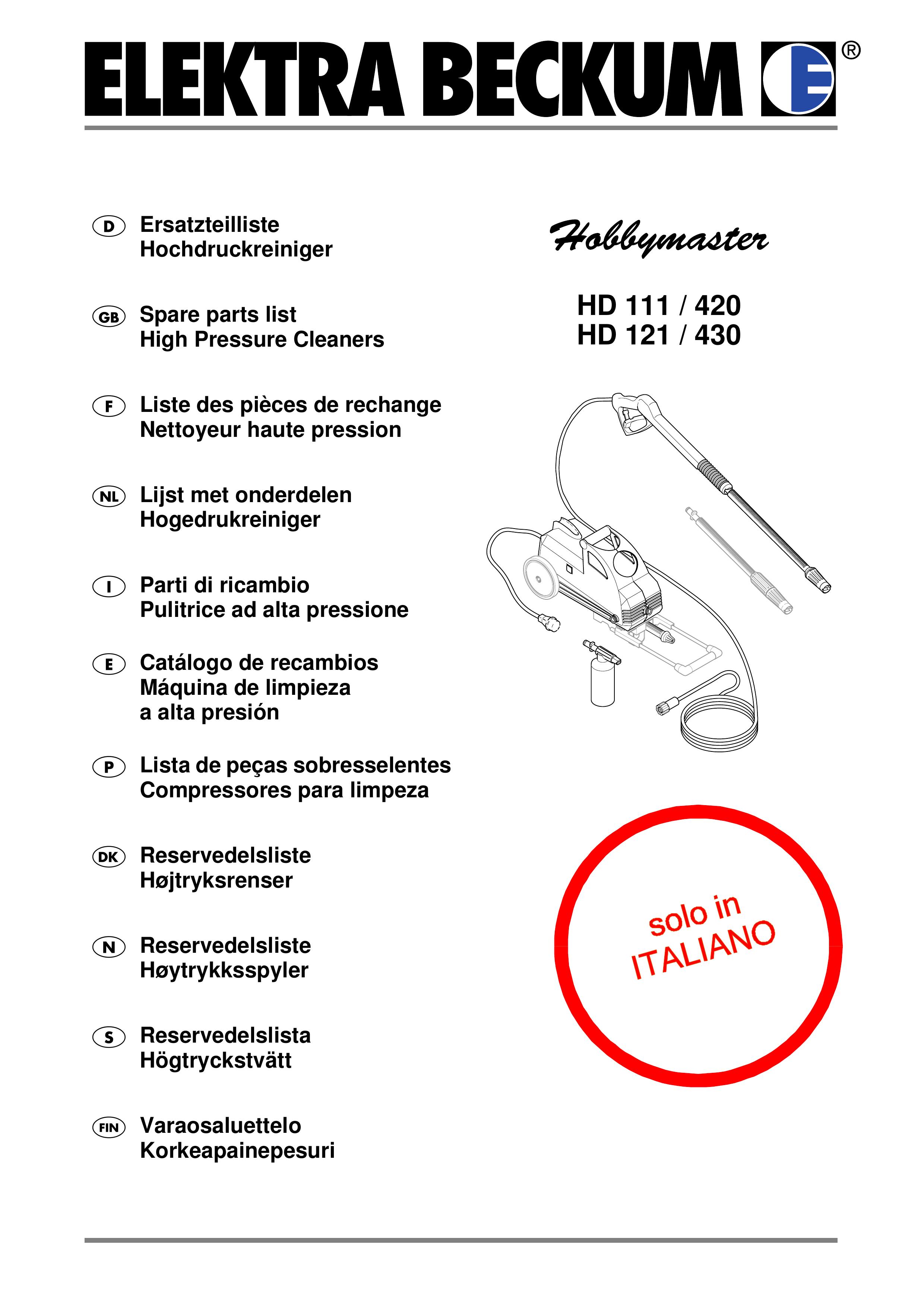 Metabo HD 121 / 430 Pressure Washer User Manual