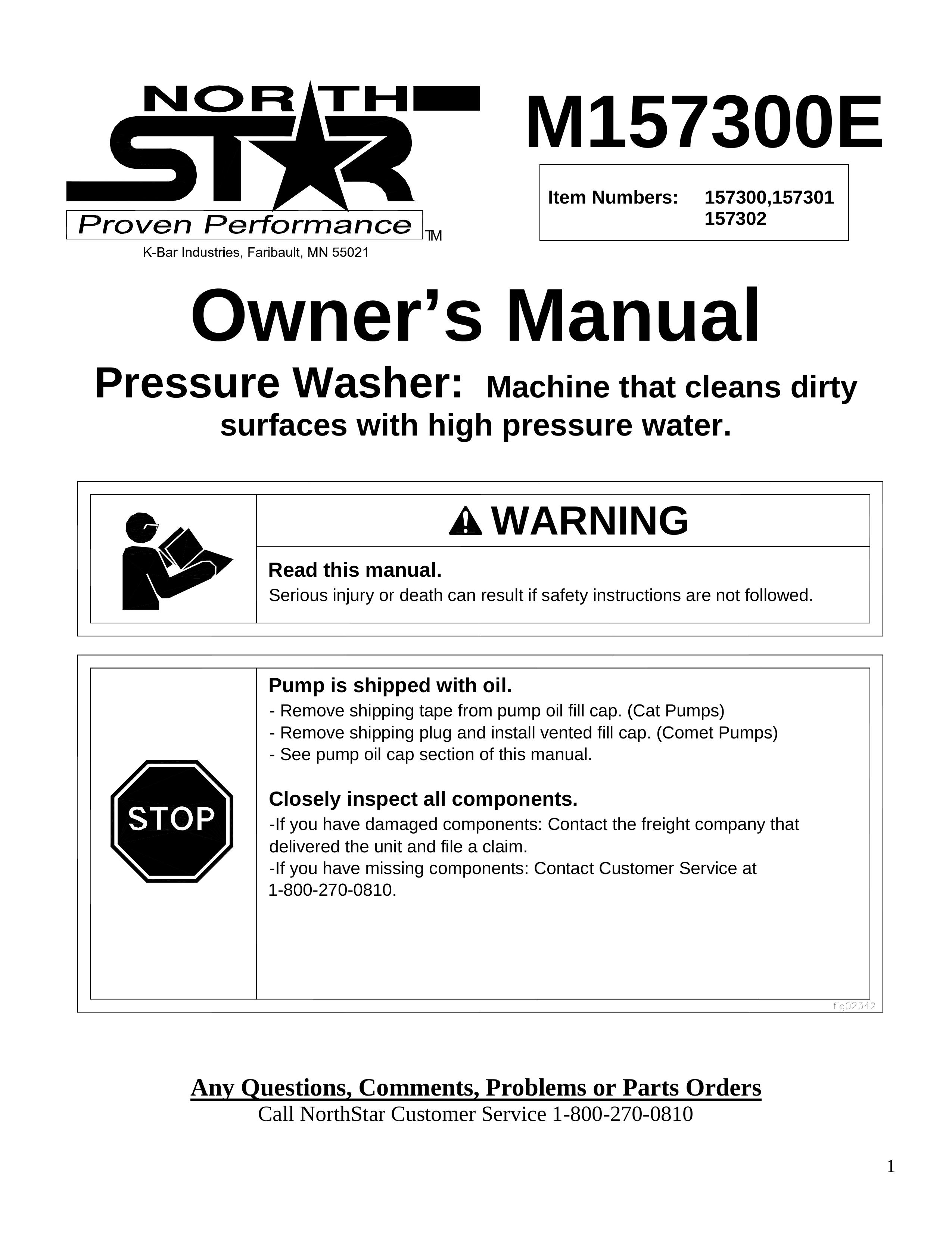 North Star M157300E Pressure Washer User Manual