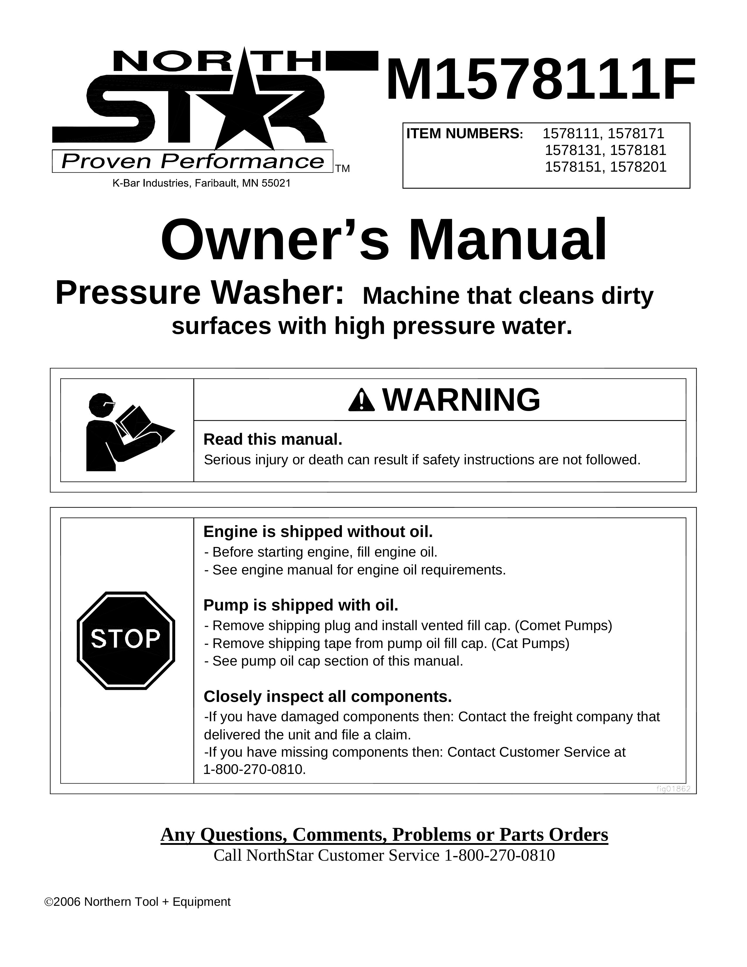North Star M1578111F Pressure Washer User Manual