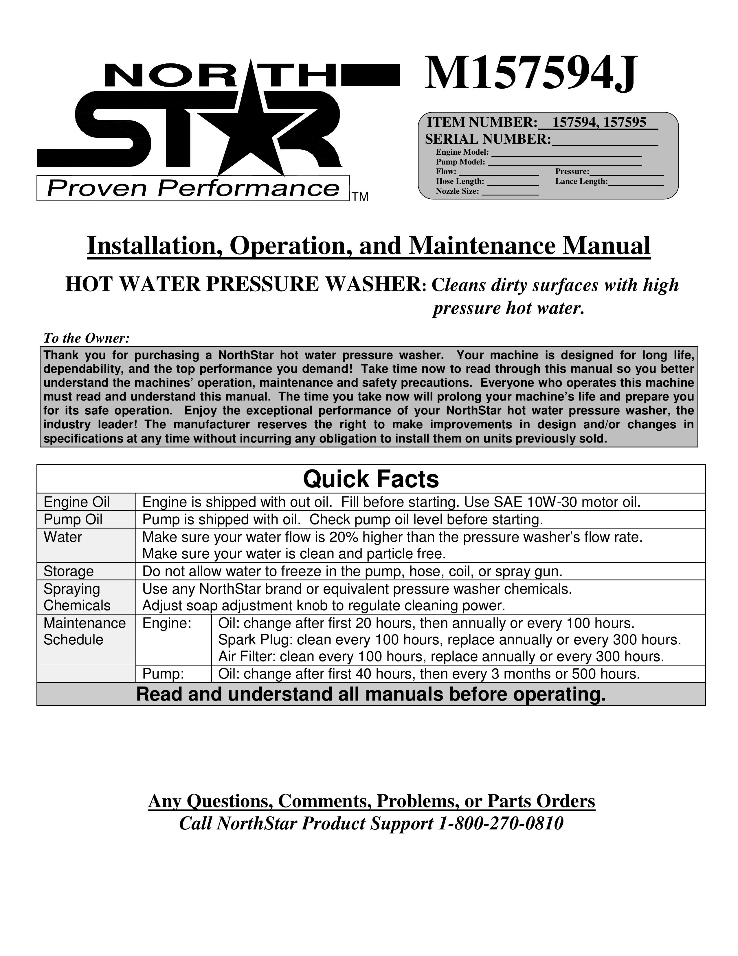 Panasonic M157594J Pressure Washer User Manual