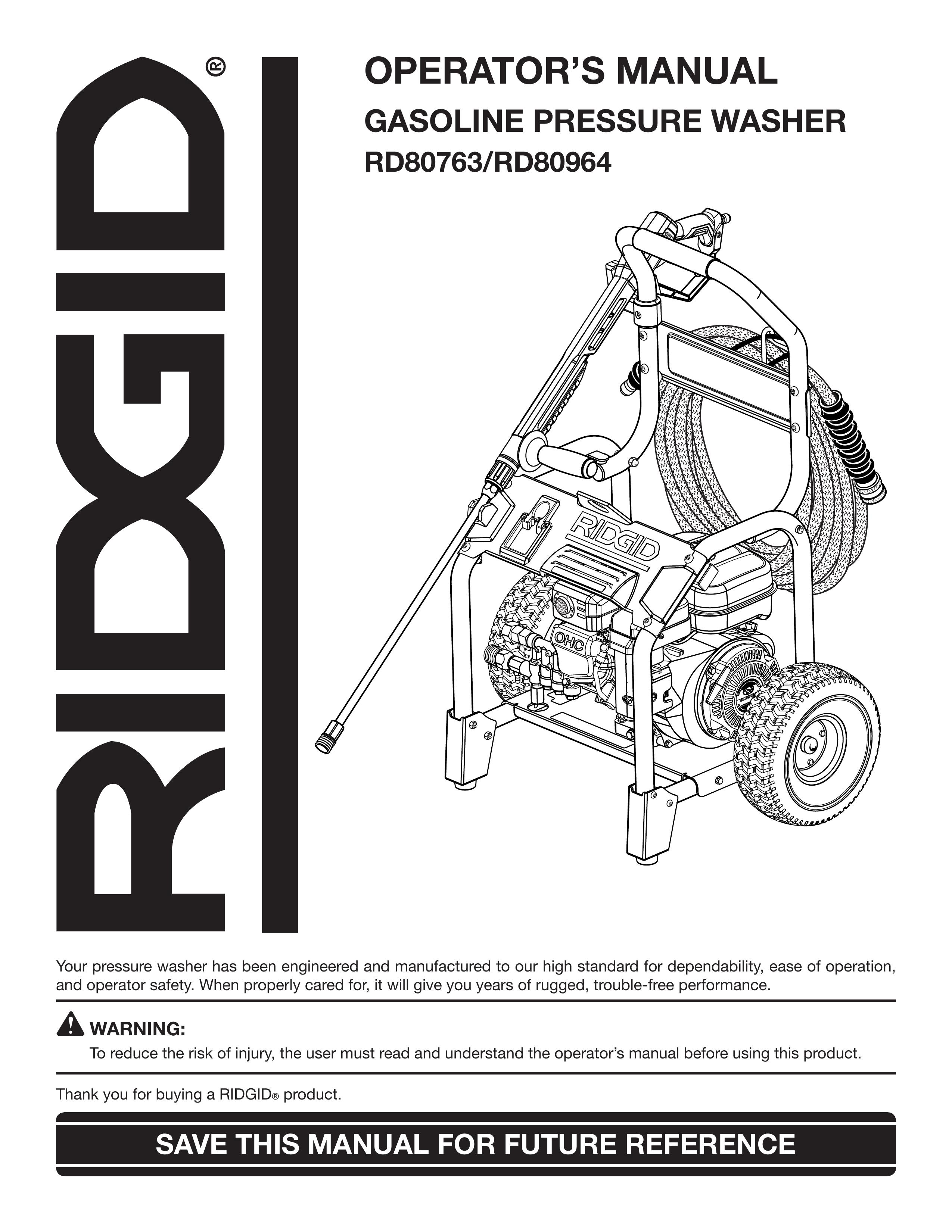 RIDGID RD80763 Pressure Washer User Manual