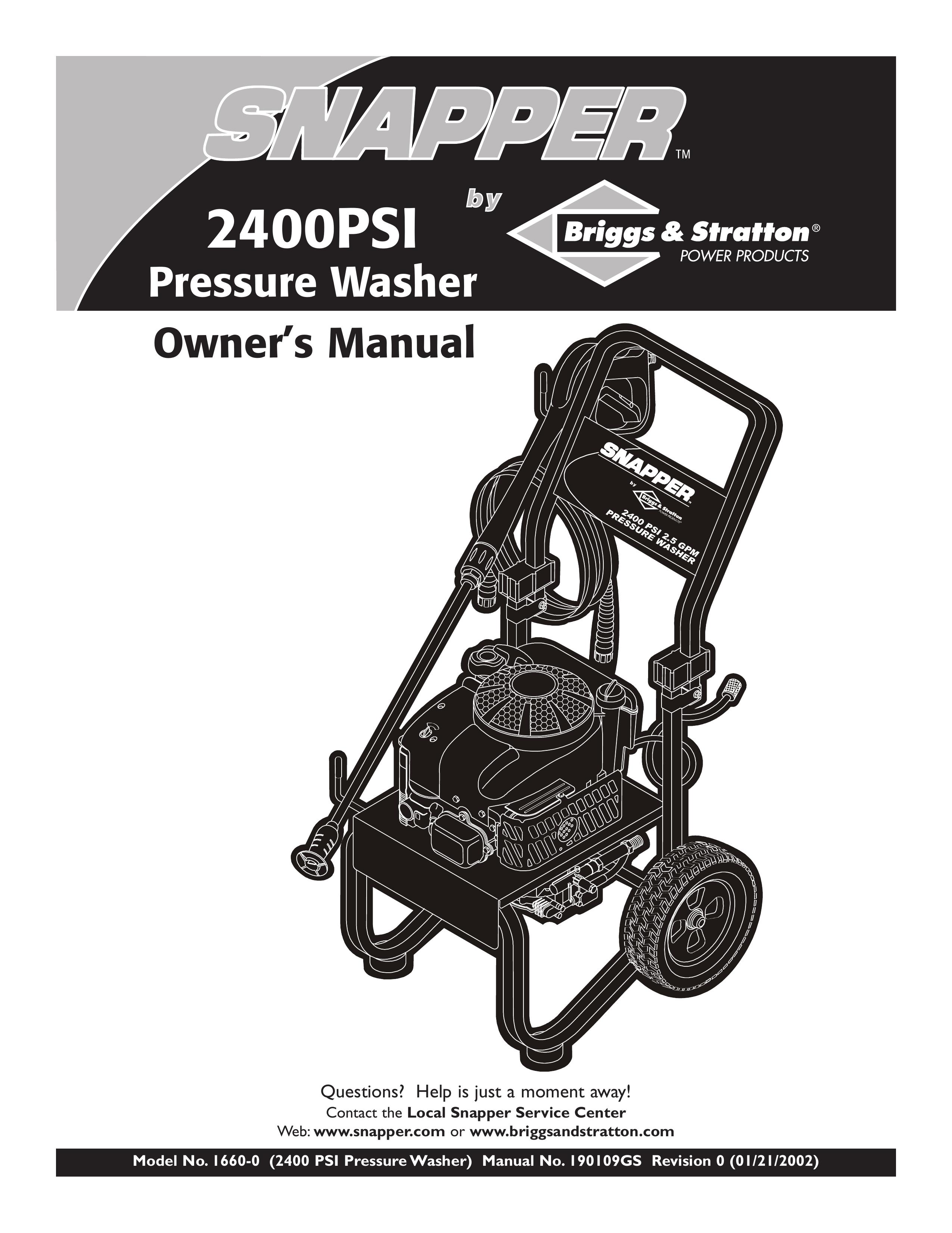Snapper 1660-0 Pressure Washer User Manual