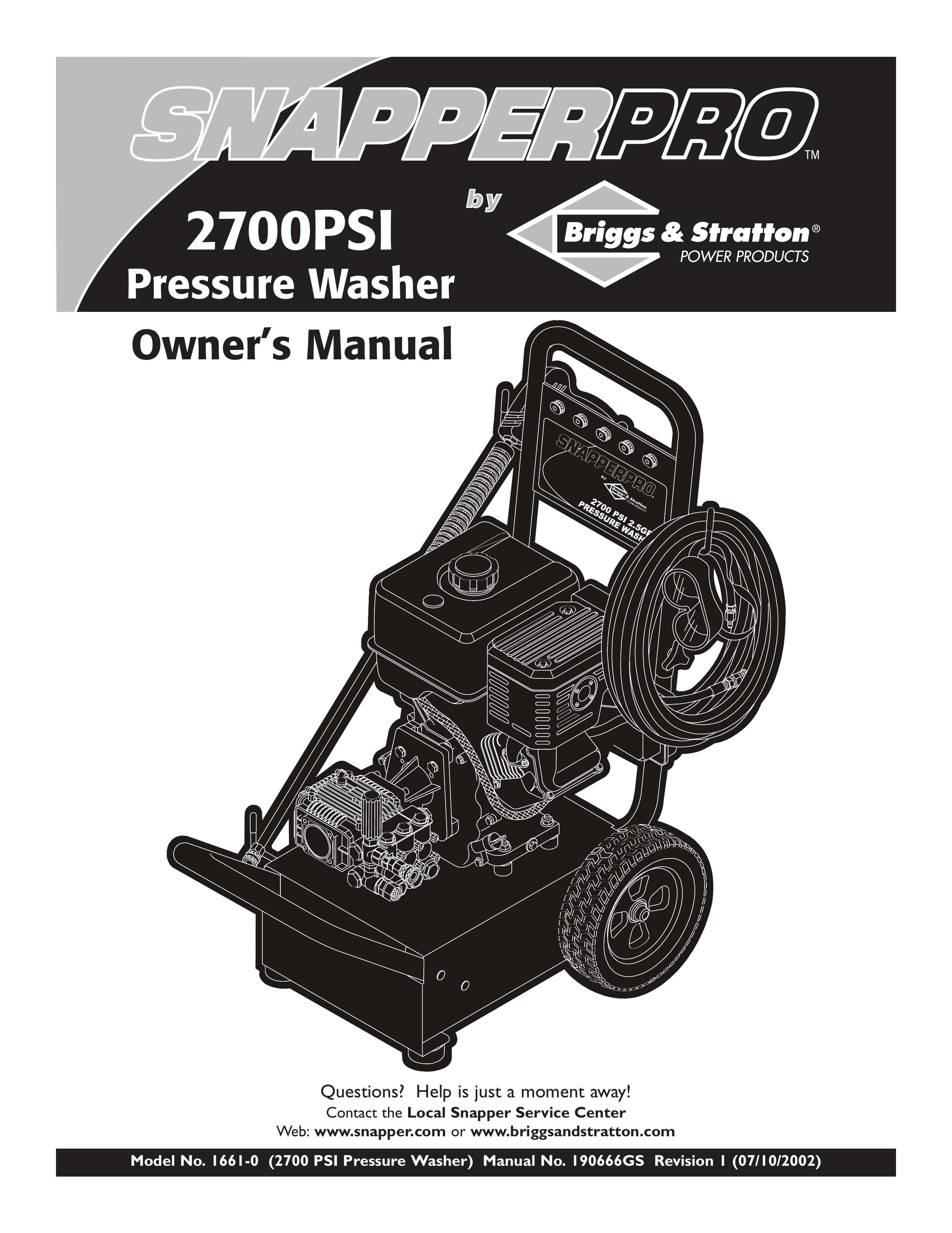 Snapper 1661-0 Pressure Washer User Manual