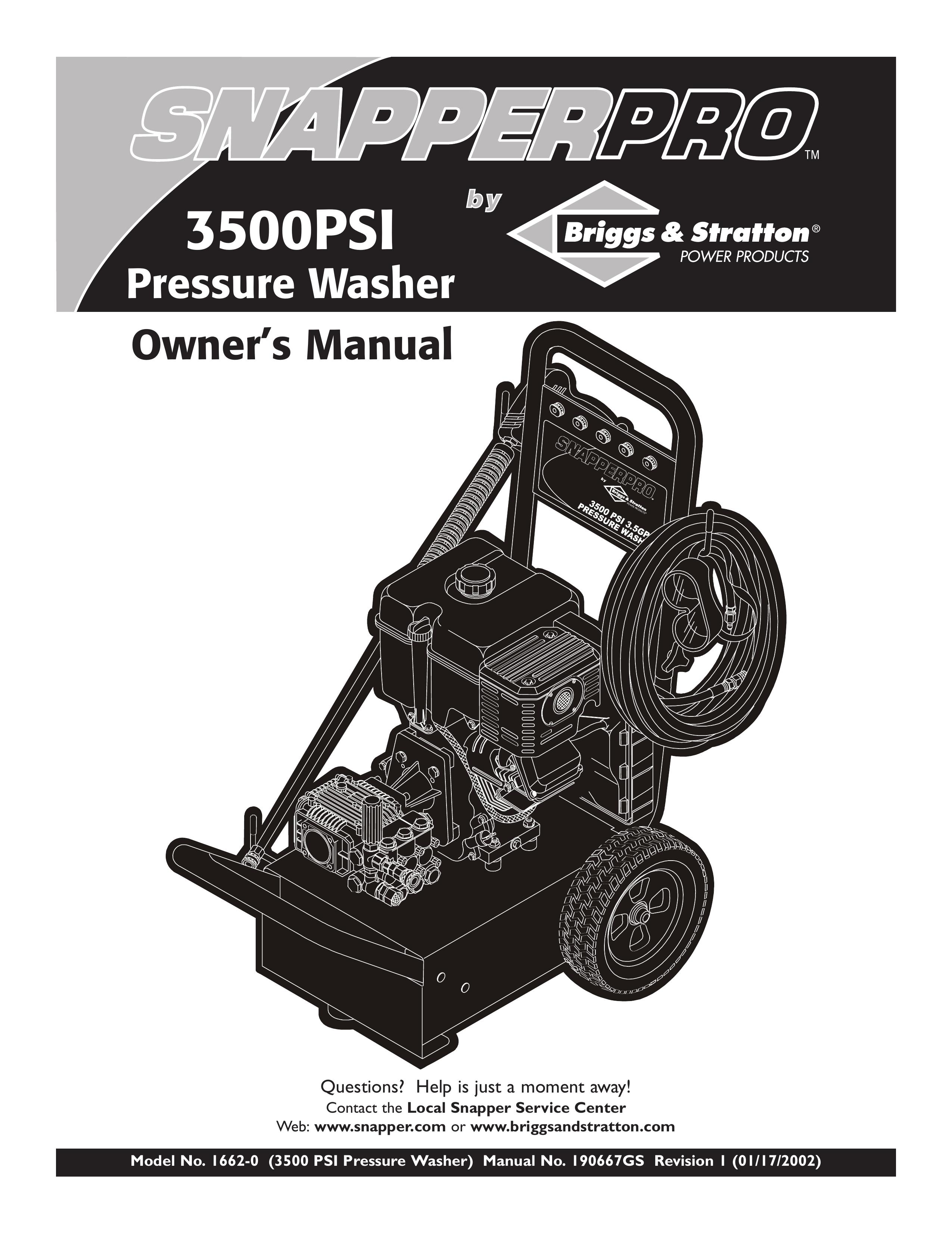 Snapper 1662-0 Pressure Washer User Manual