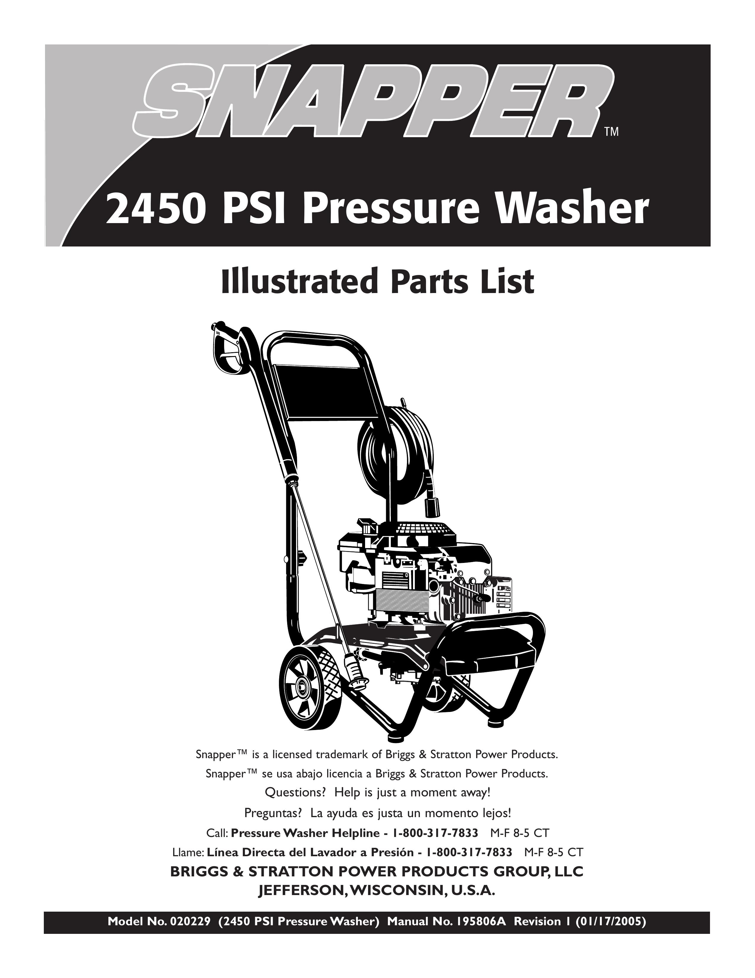 Snapper 20229 Pressure Washer User Manual